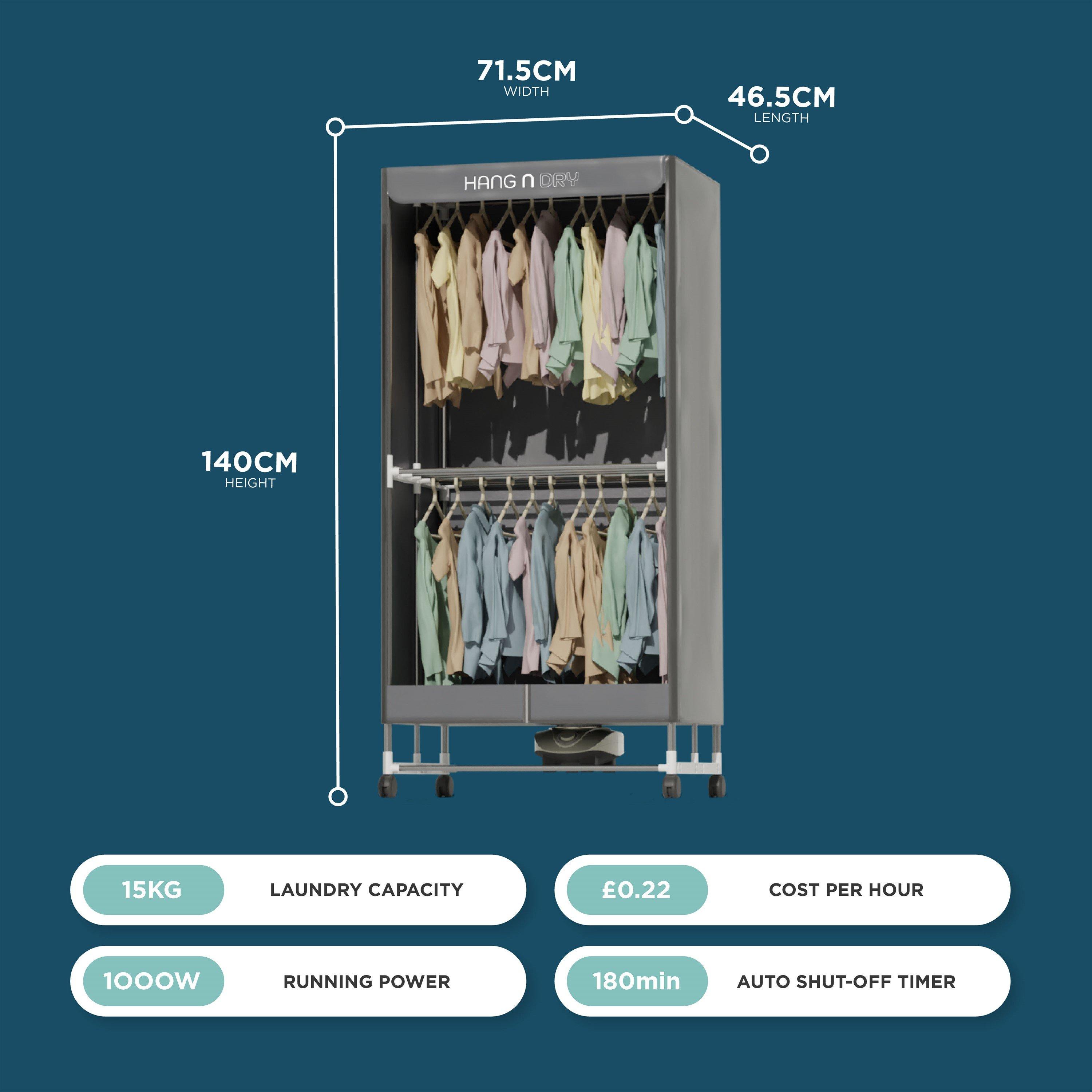 Grey - DMD Collective - Hang-N-Dry Electric Clothes Dryer Airer - 2