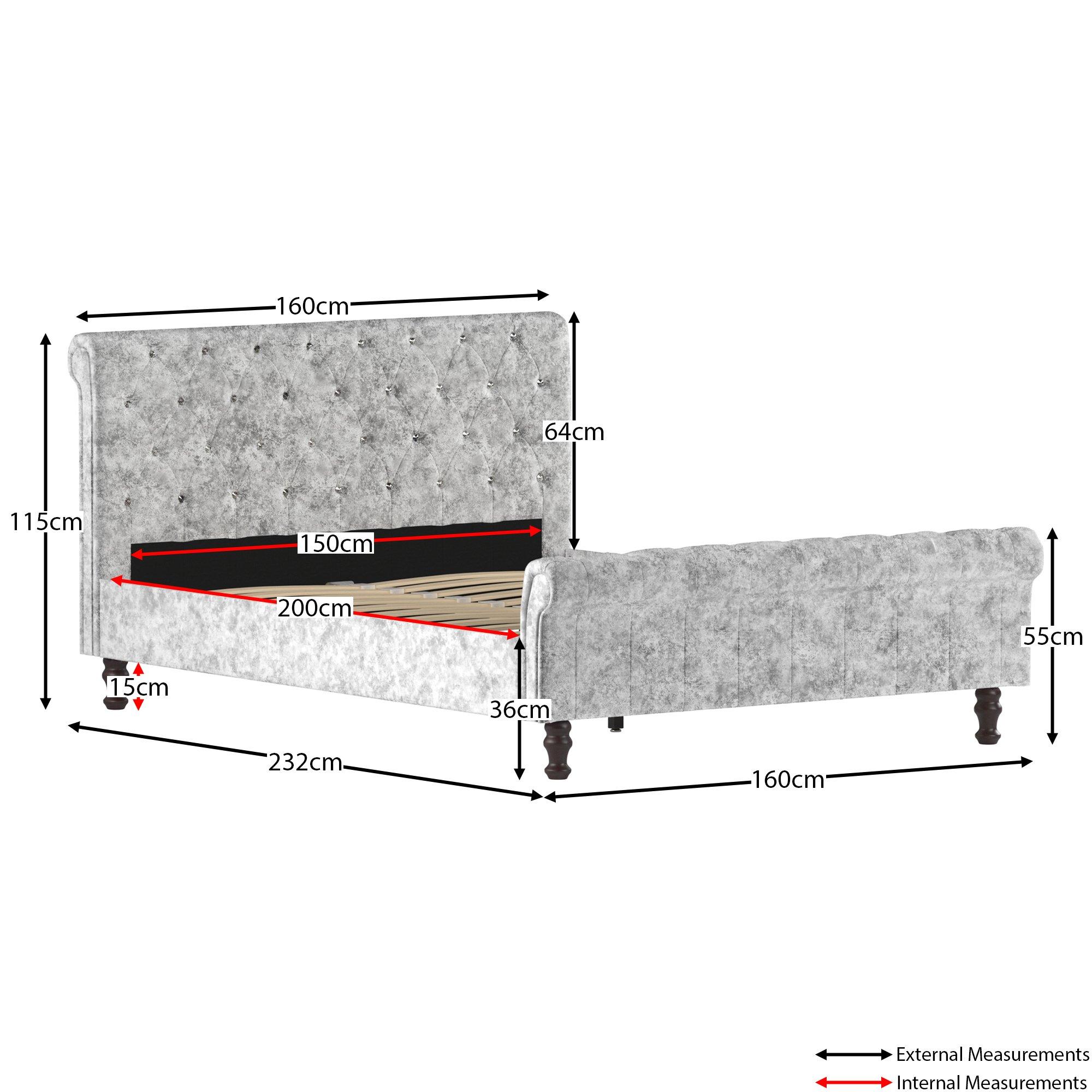 Silver Crushed - Lassic - Vida Designs Violetta King Size Bed - 2