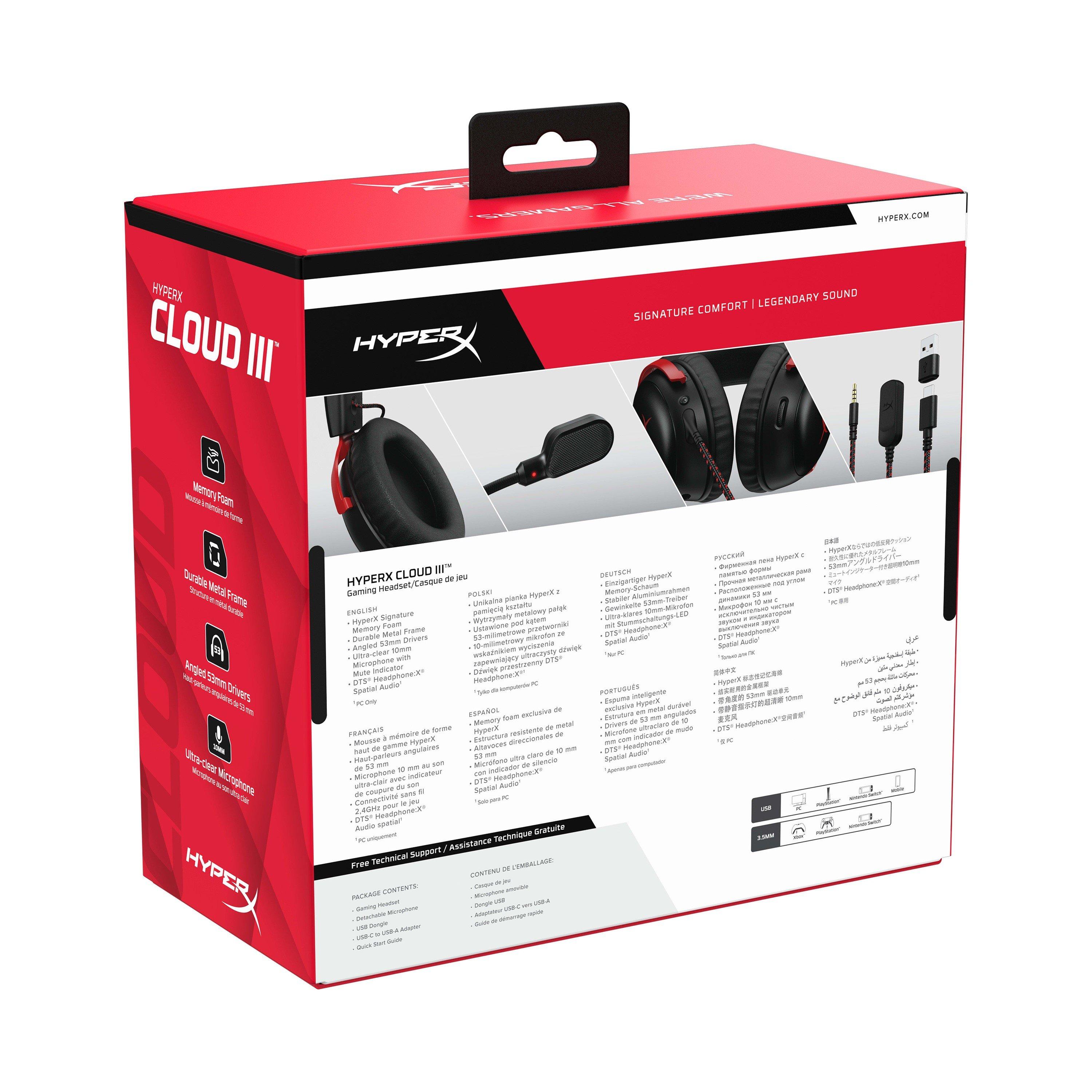 Black/Red - HyperX - Cloud III Gaming Headset - 4