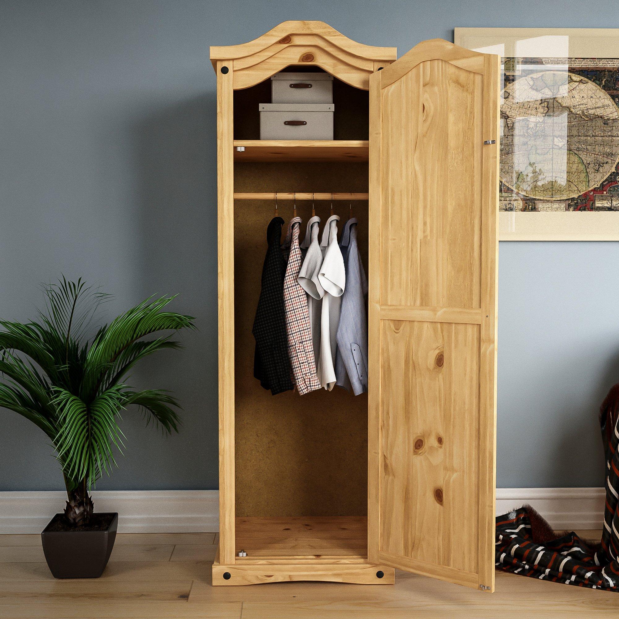 Pine - Lassic - Vida Designs Corona 1 Door Wardrobe - 4