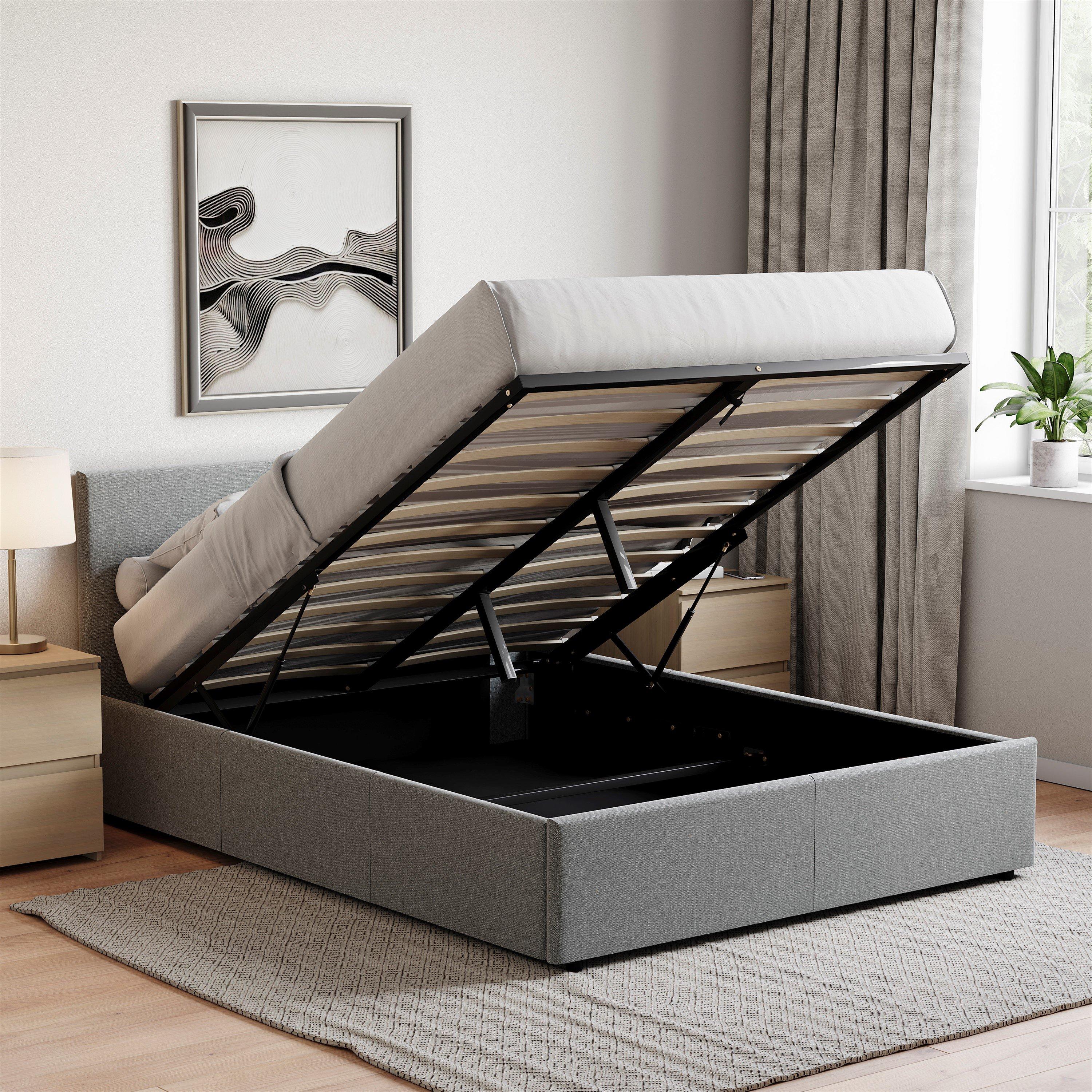 Linen Light Gre - Lassic - Vida Designs Veronica Double Ottoman Bed UKFR - 3