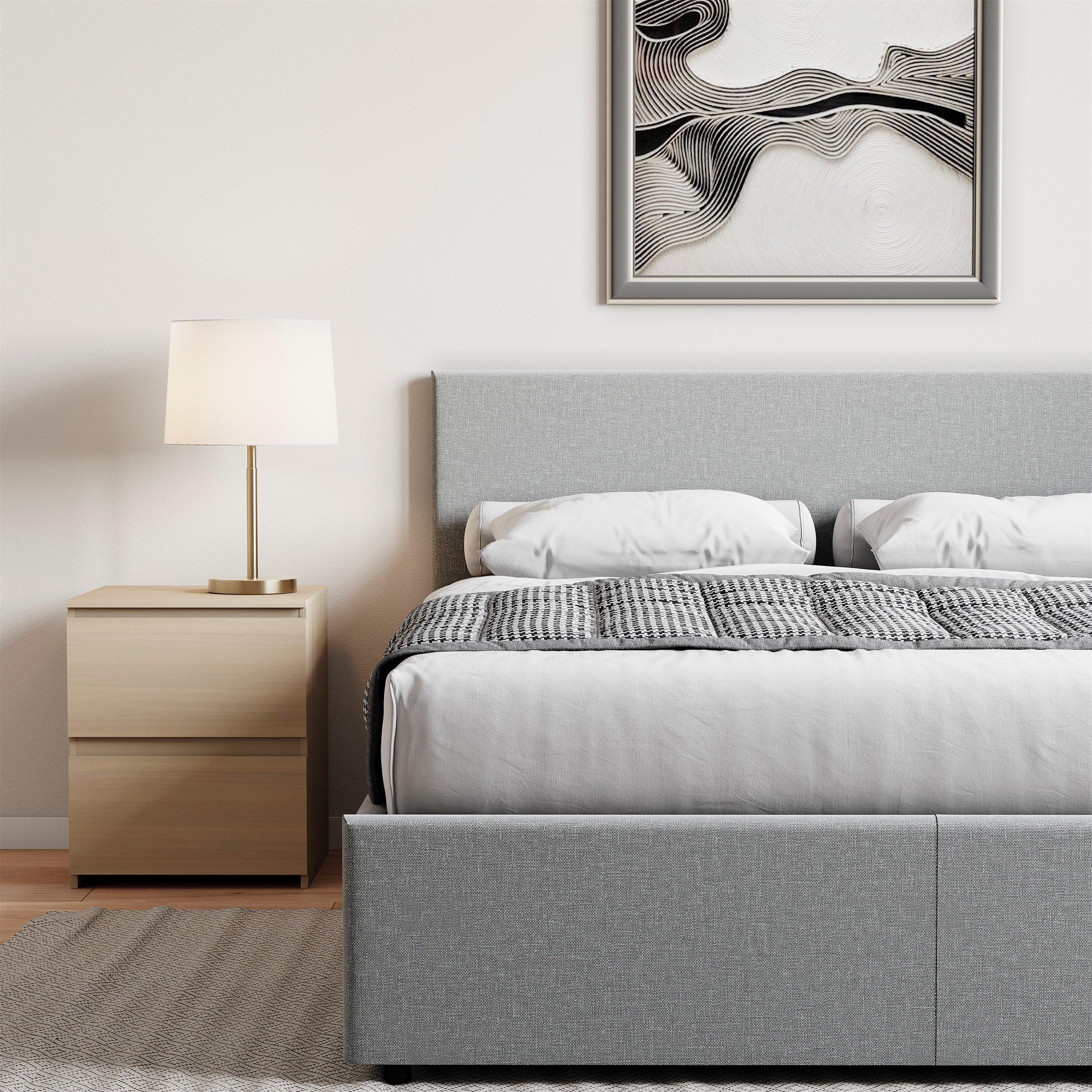 Linen Light Gre - Lassic - Vida Designs Veronica Double Ottoman Bed UKFR - 4