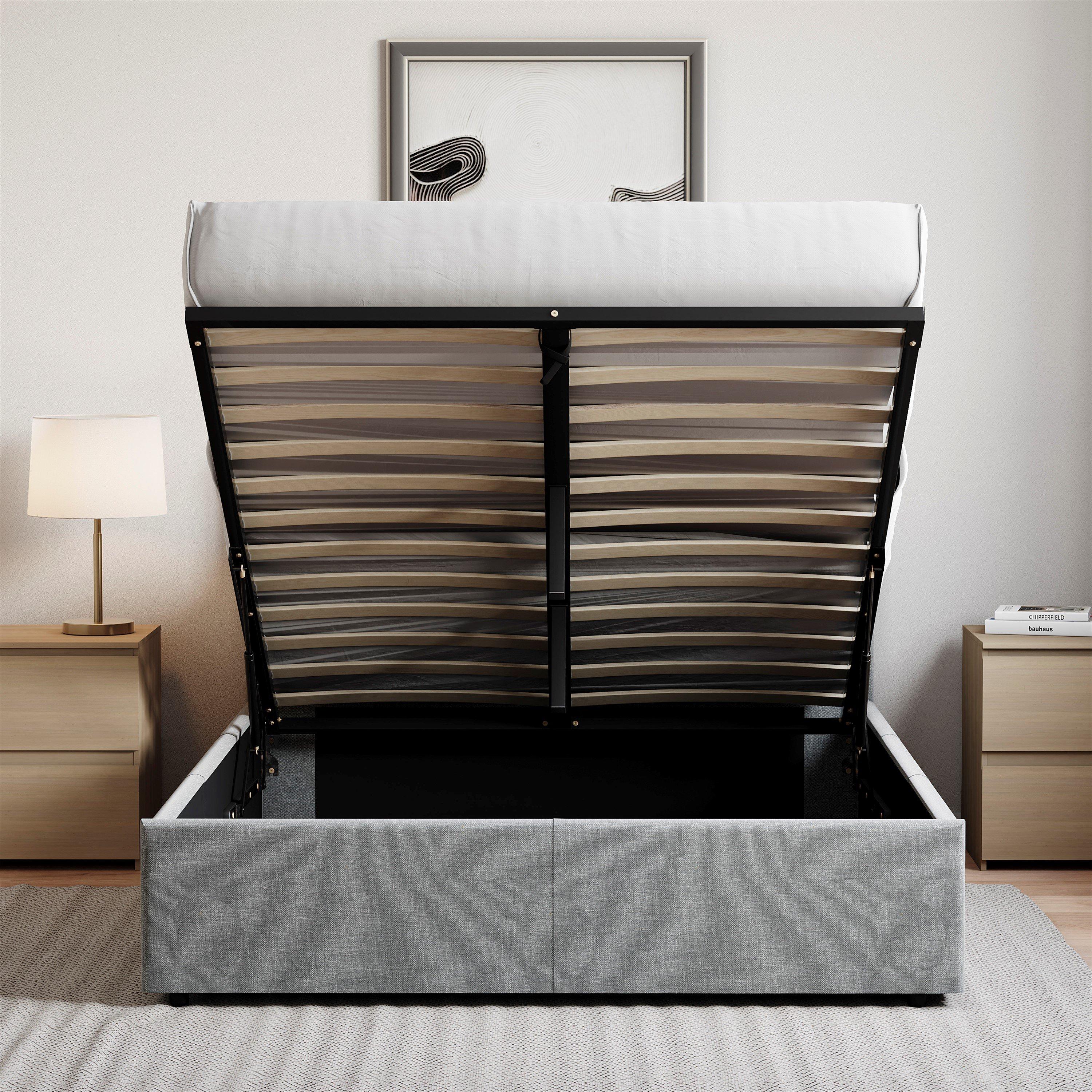 Linen Light Gre - Lassic - Vida Designs Veronica Double Ottoman Bed UKFR - 5