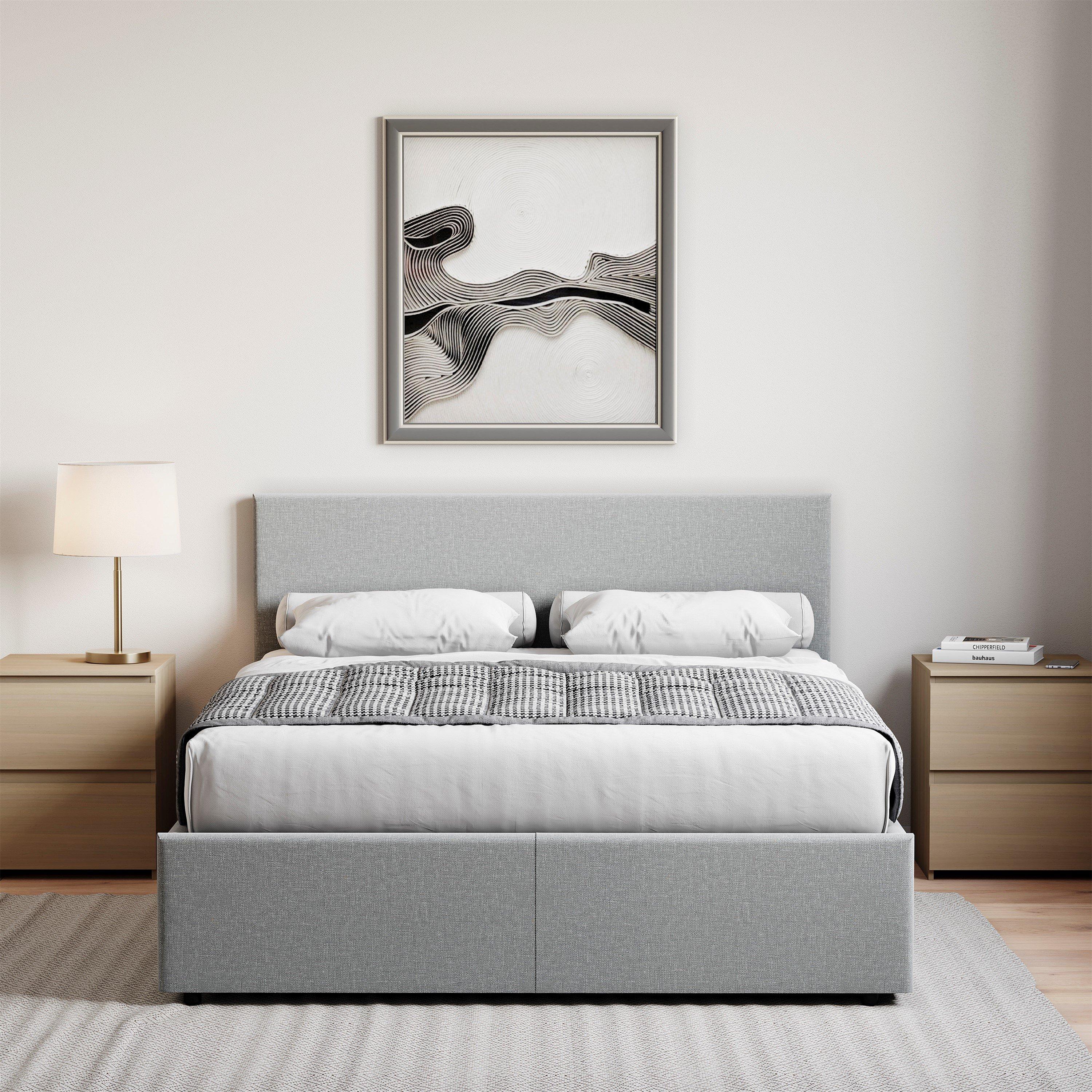 Linen Light Gre - Lassic - Vida Designs Veronica Double Ottoman Bed UKFR - 6