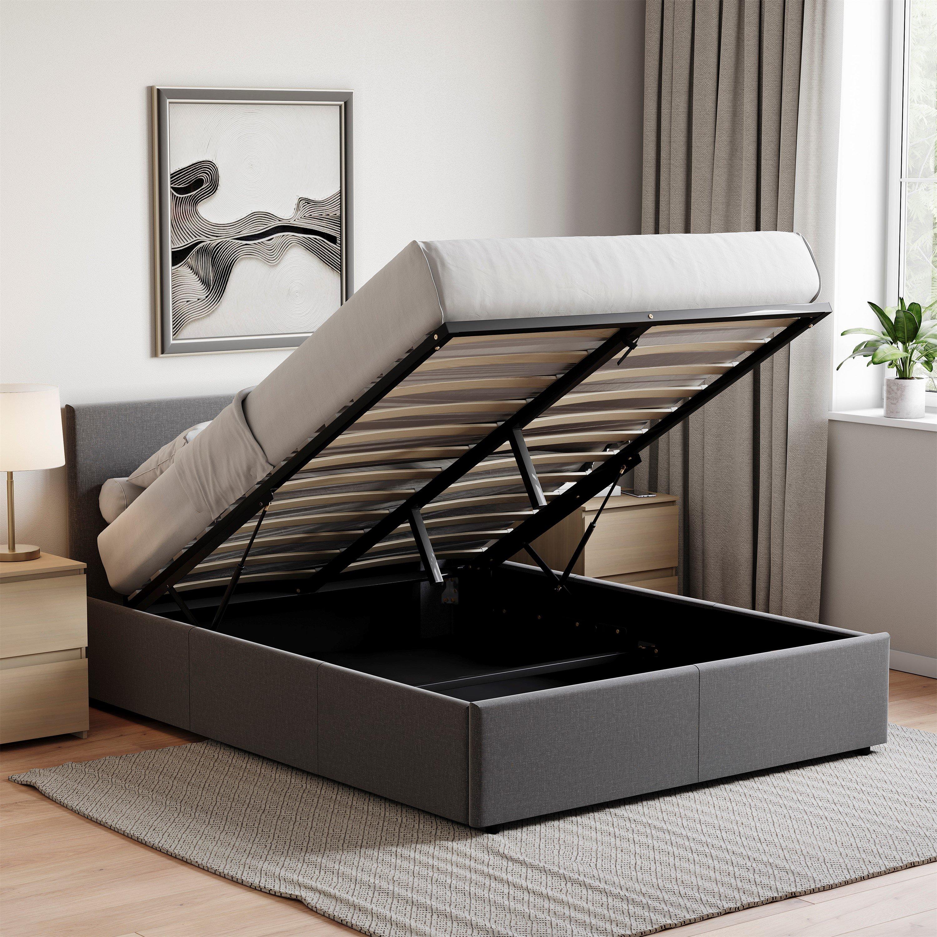 Dark Grey Linen - Lassic - Vida Designs Veronica Double Ottoman Bed UKFR - 3