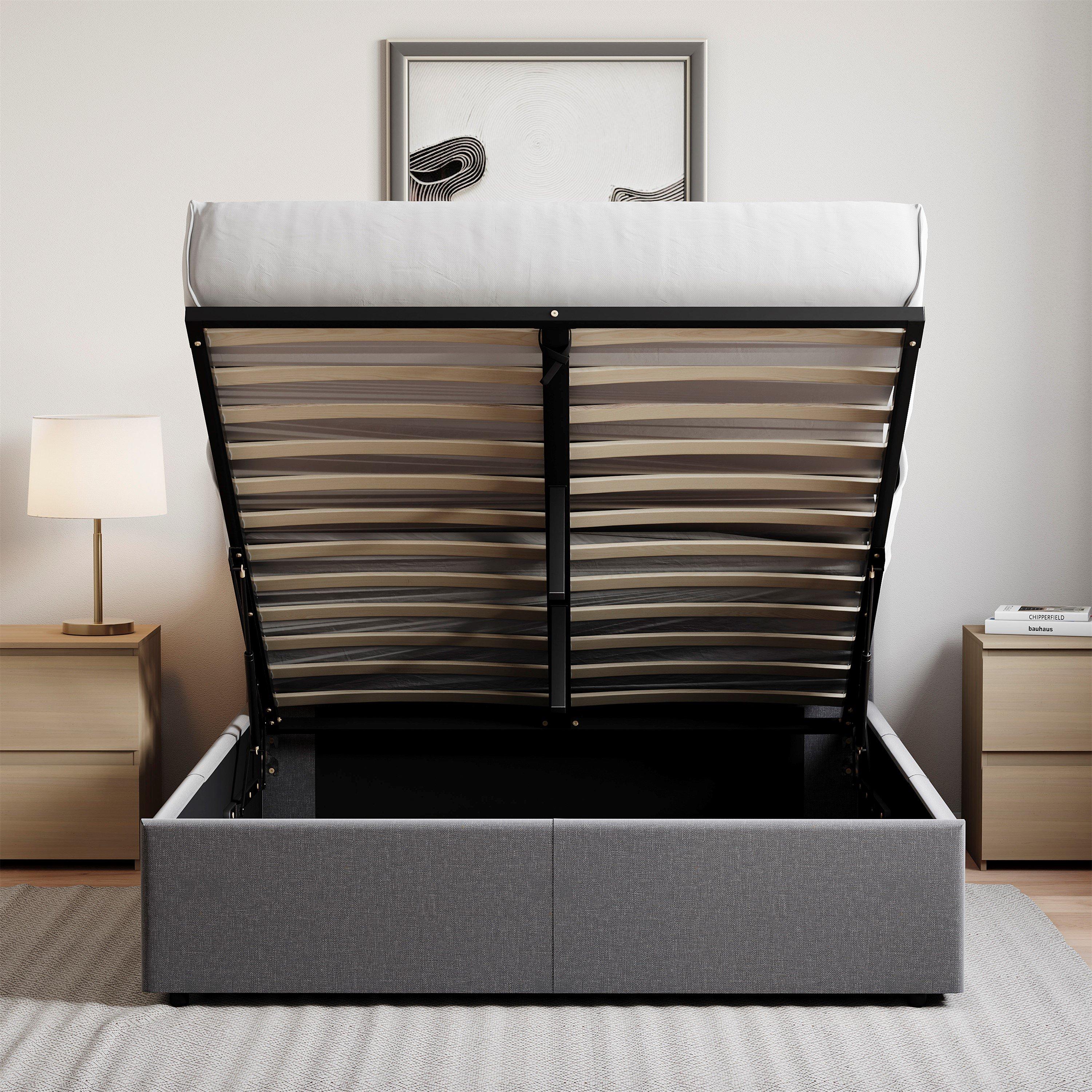 Dark Grey Linen - Lassic - Vida Designs Veronica Double Ottoman Bed UKFR - 5