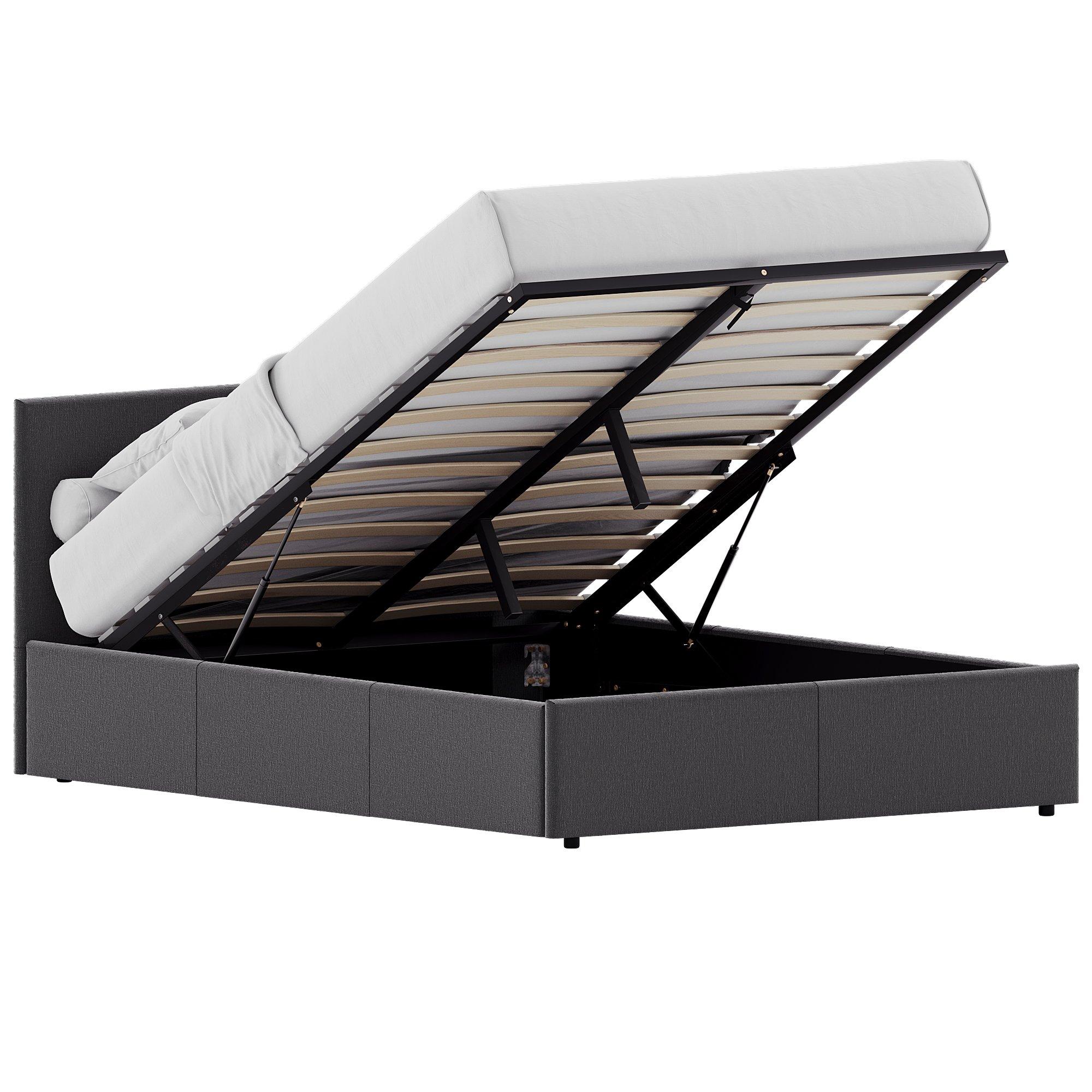 Dark Grey Linen - Lassic - Vida Designs Veronica Double Ottoman Bed UKFR - 7