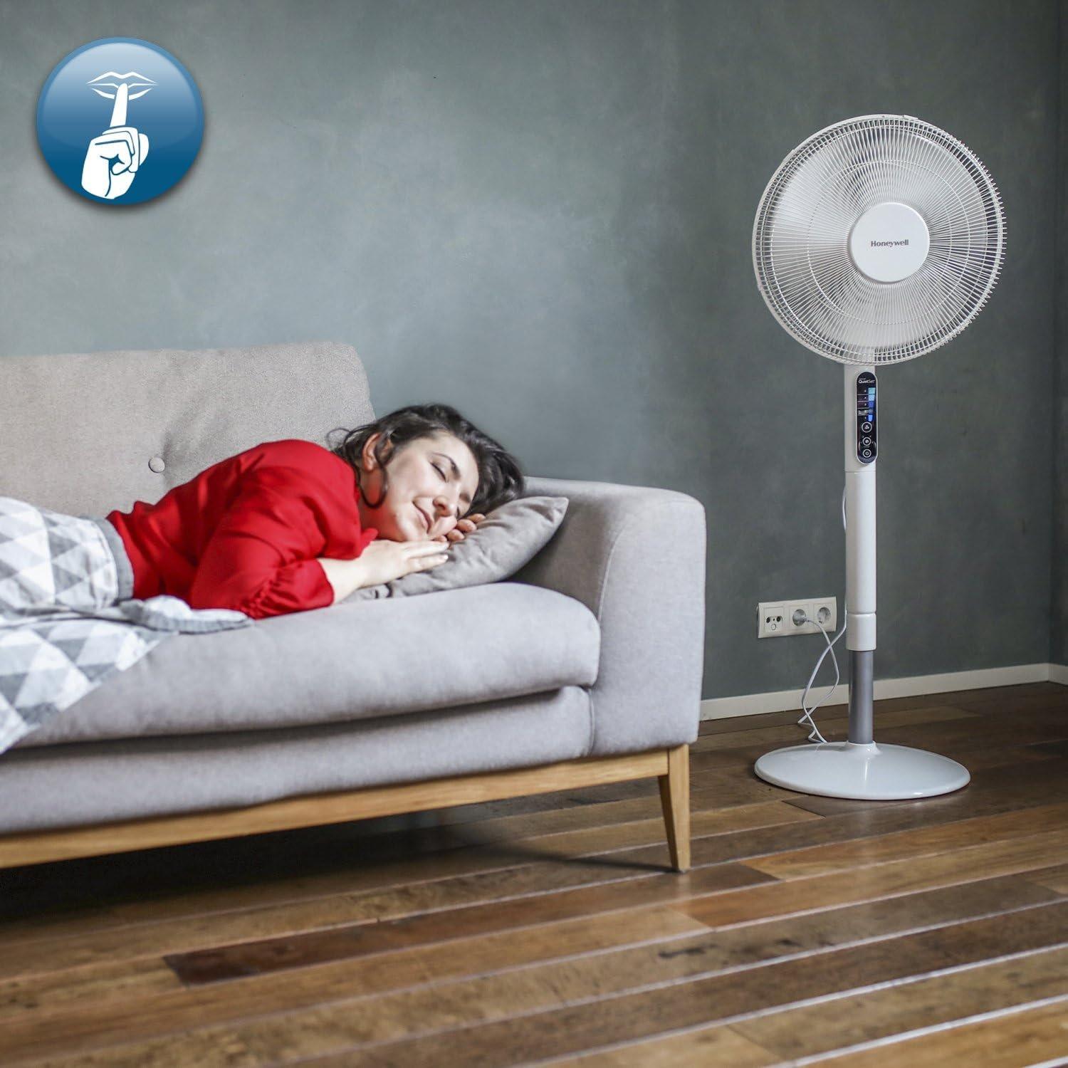 White - Honeywell - Advanced QuietSet Oscillating Stand Fan - 2