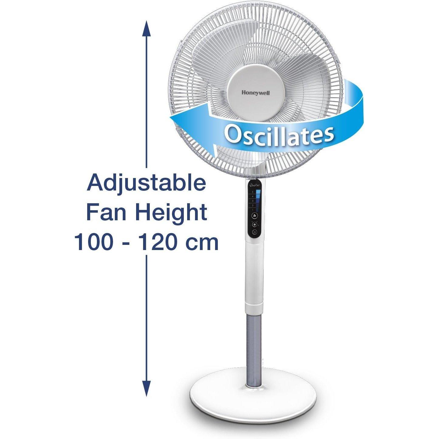 White - Honeywell - Advanced QuietSet Oscillating Stand Fan - 5