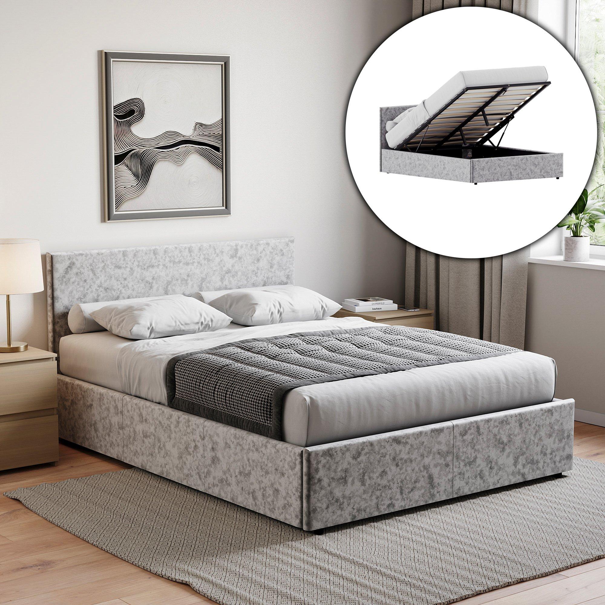 Silver Velvet - Lassic - Vida Designs Veronica King Size Ottoman Bed UKFR - 1