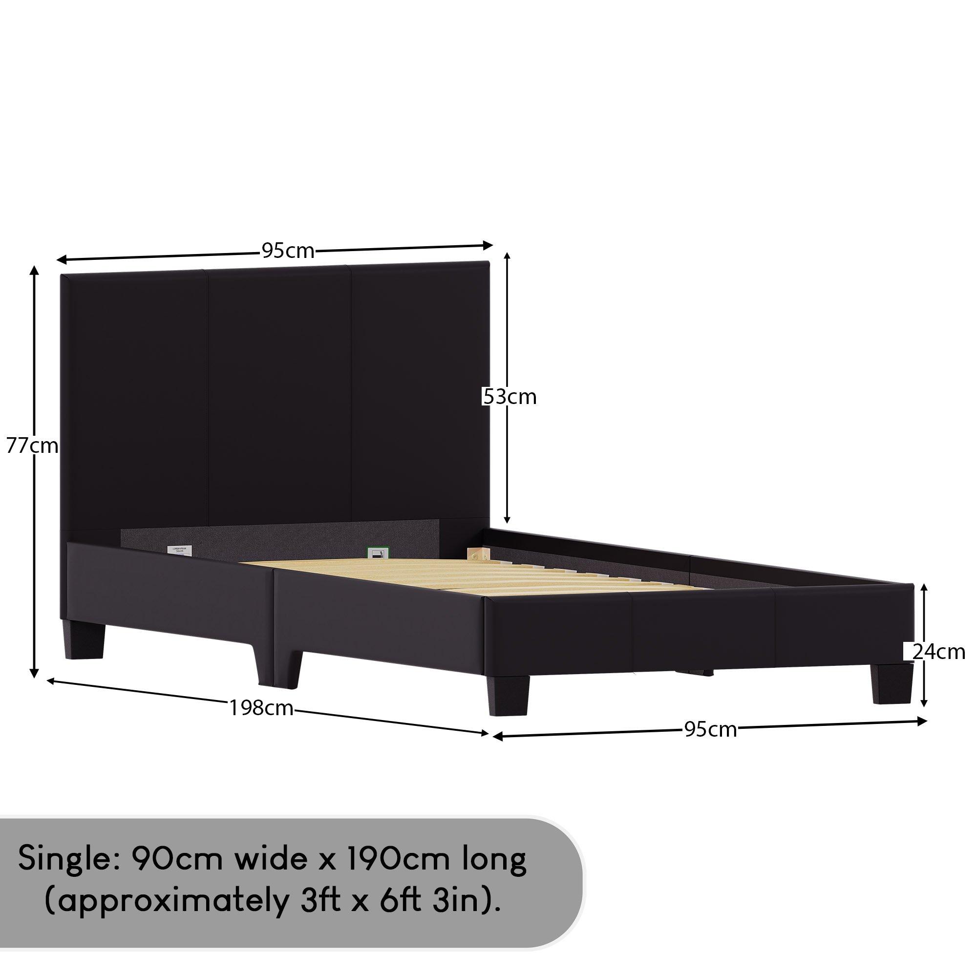 Black - Lassic - Vida Designs Lisbon Single Faux Leather Bed UKFR - 2