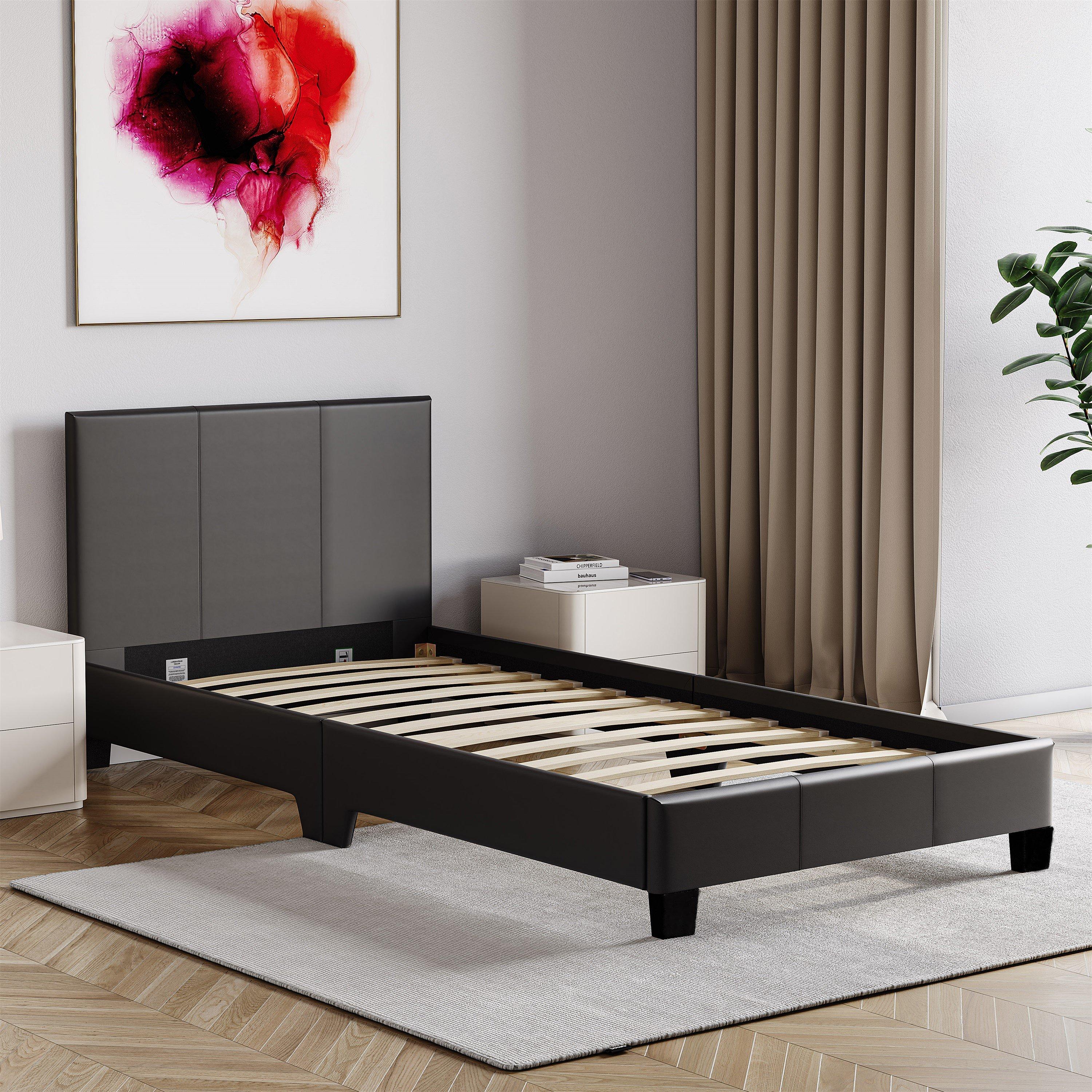 Black - Lassic - Vida Designs Lisbon Single Faux Leather Bed UKFR - 3