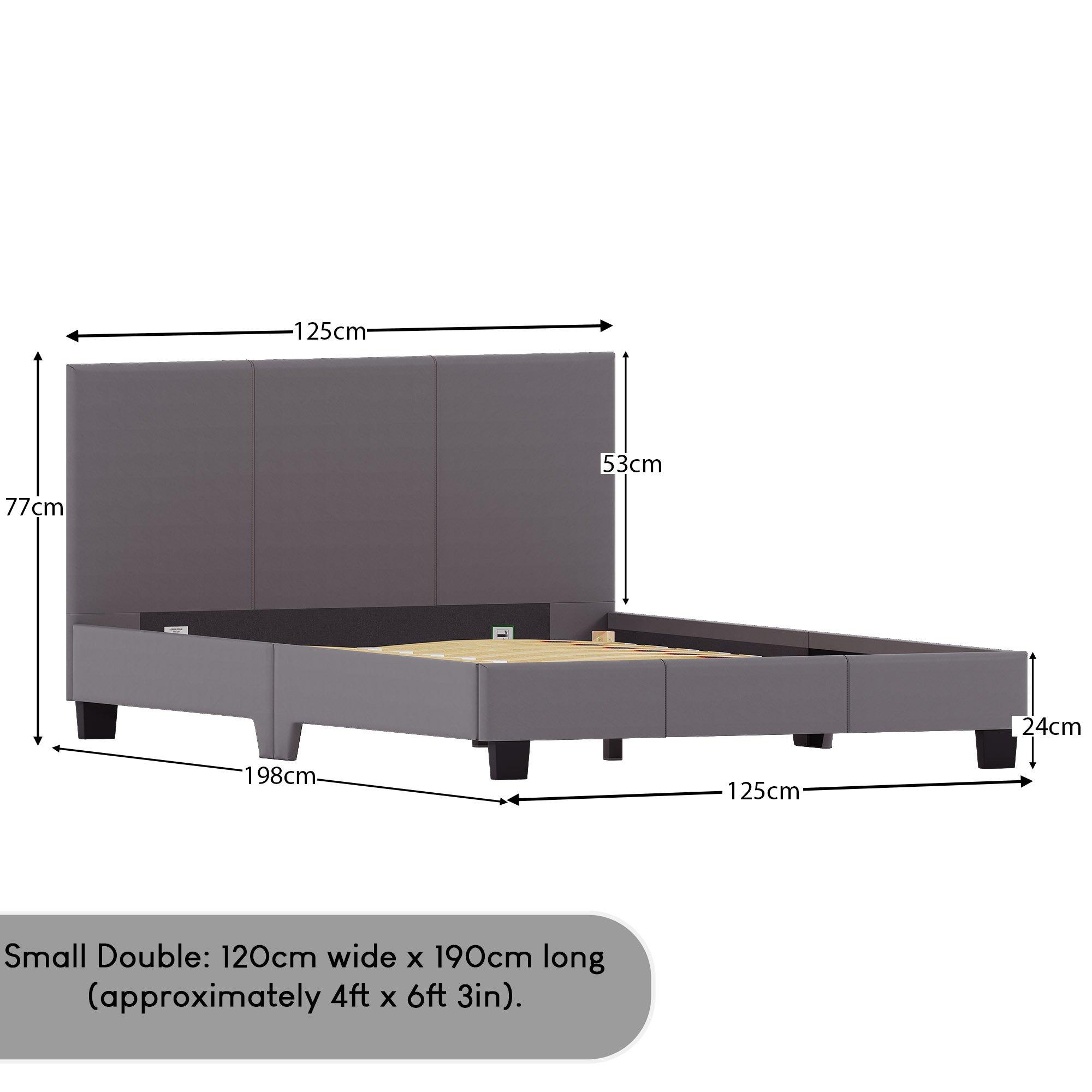 Grey - Lassic - Lisbon Small Double Faux Leather Bed UKFR - 2