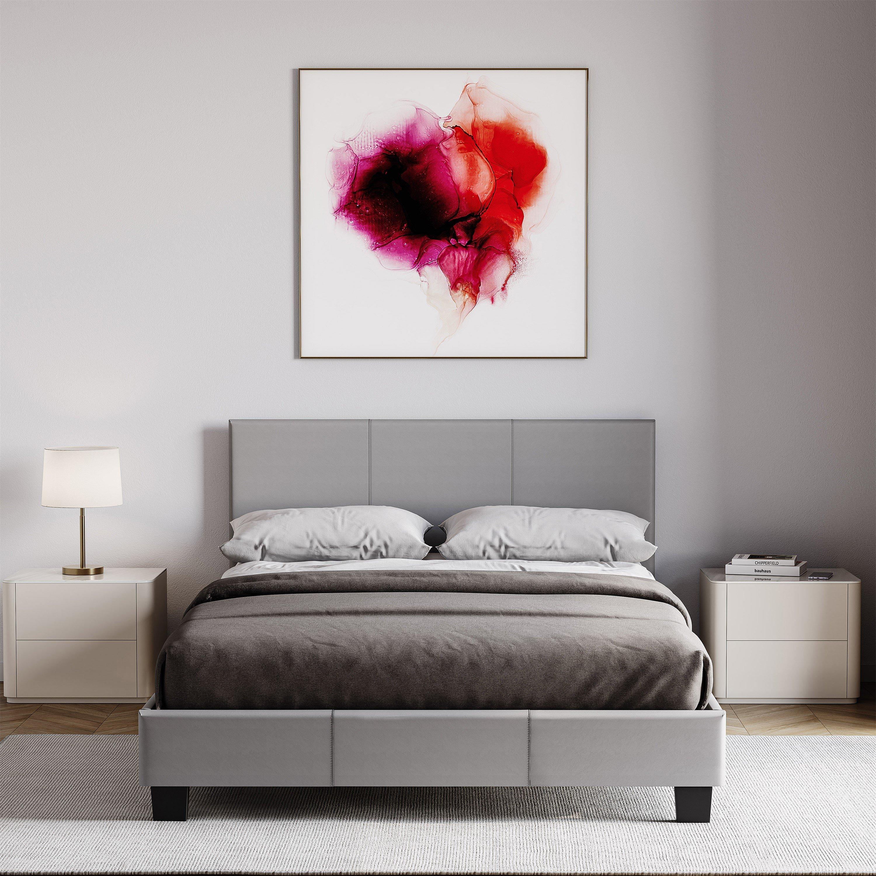 Grey - Lassic - Lisbon Small Double Faux Leather Bed UKFR - 4