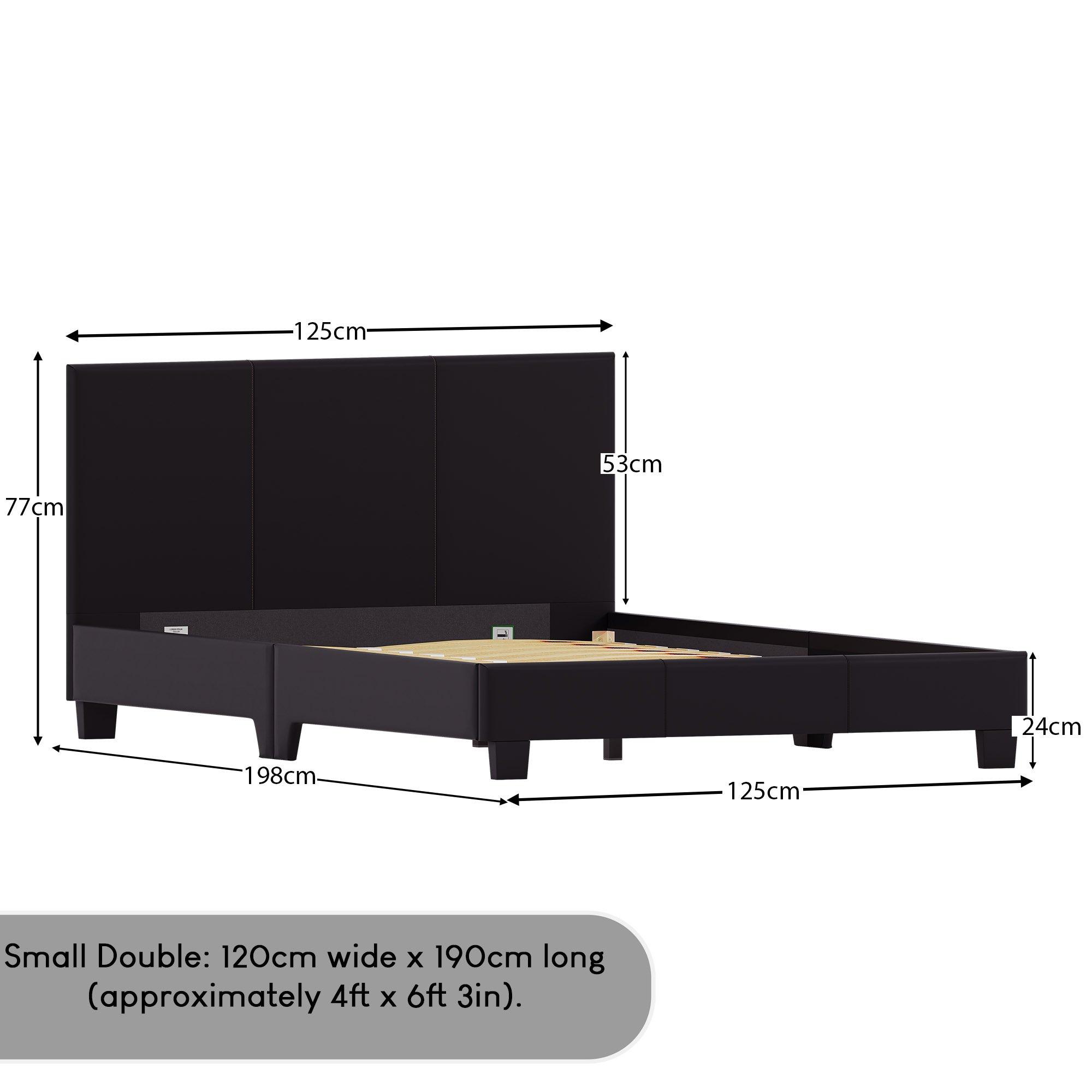 Black - Lassic - Lisbon Small Double Faux Leather Bed UKFR - 2