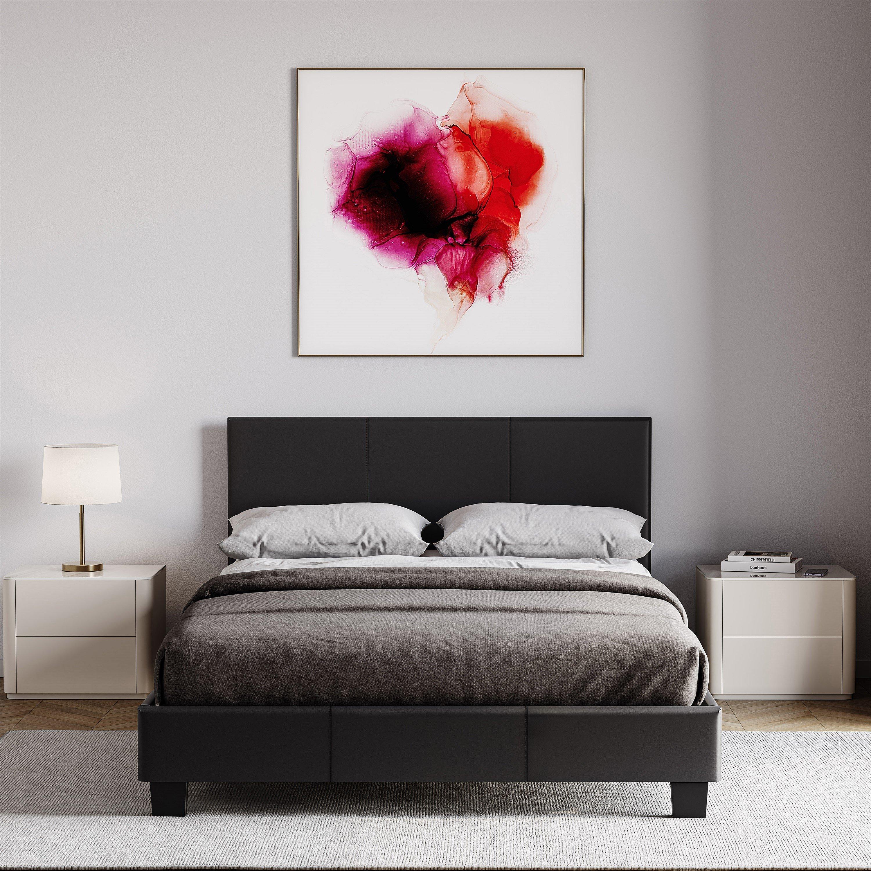 Black - Lassic - Lisbon Small Double Faux Leather Bed UKFR - 4