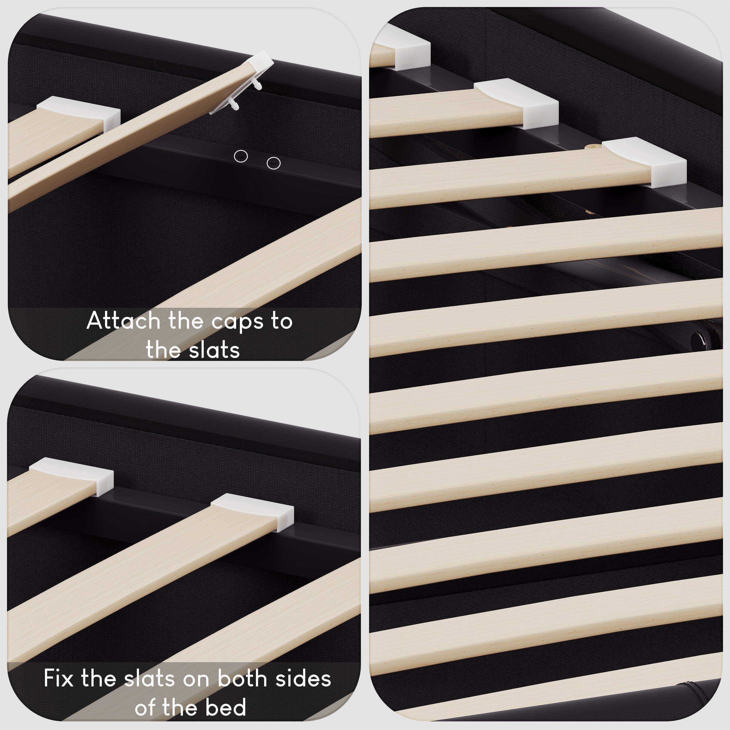 Black - Lassic - Lisbon Small Double Faux Leather Bed UKFR - 6