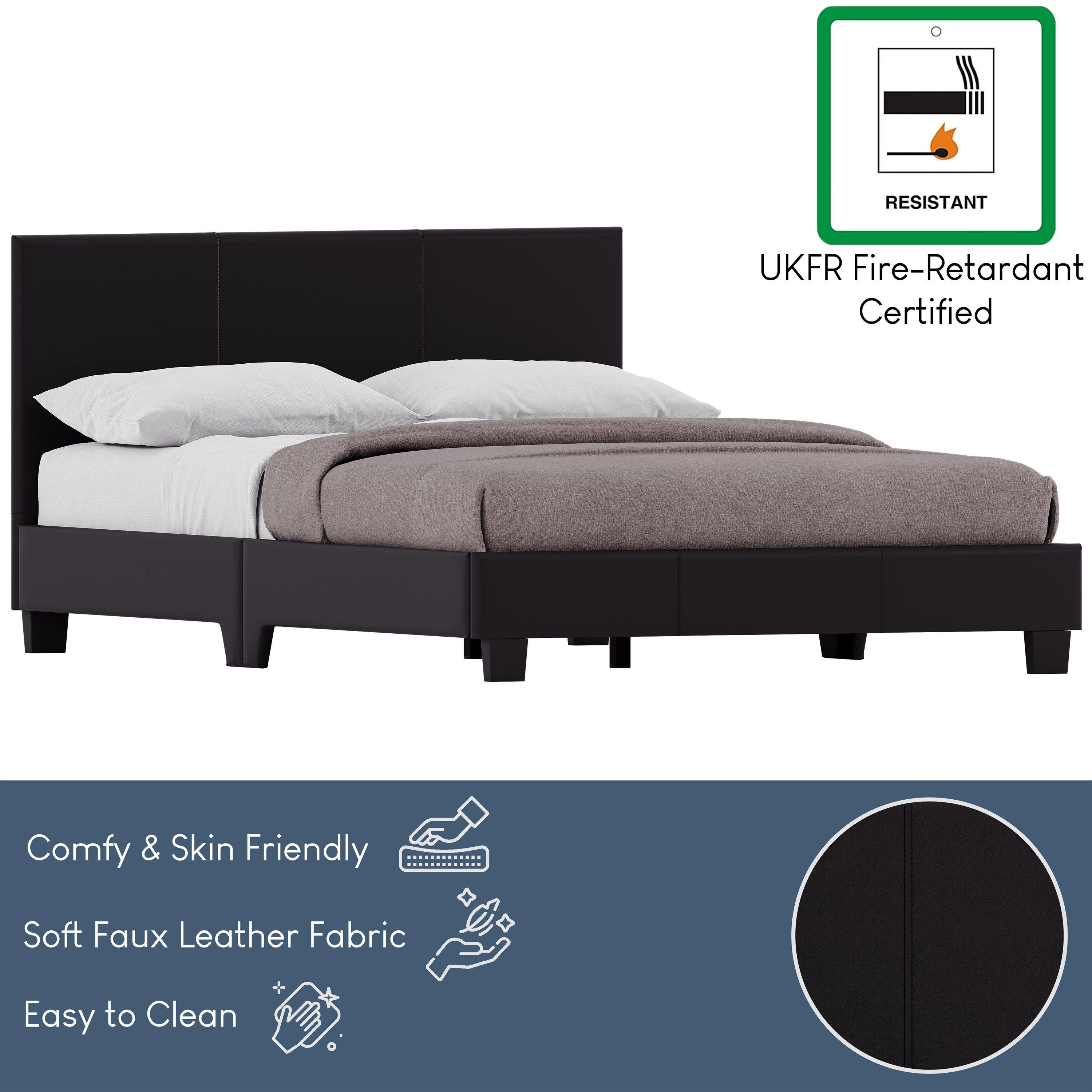 Black - Lassic - Lisbon Small Double Faux Leather Bed UKFR - 7