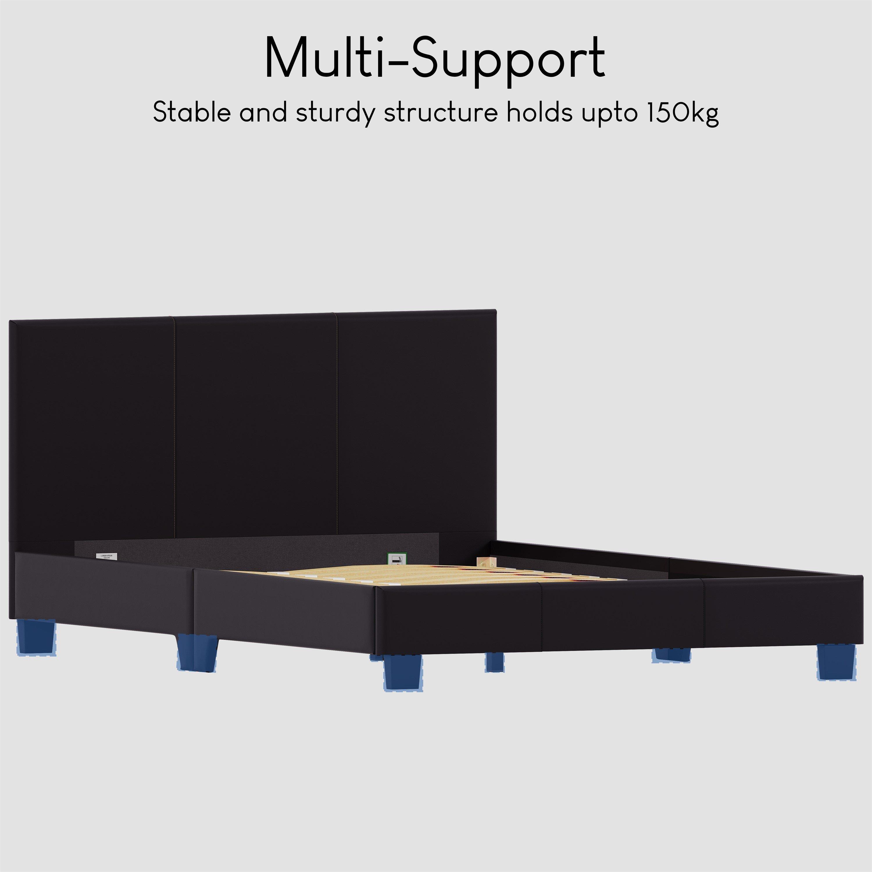 Black - Lassic - Lisbon Small Double Faux Leather Bed UKFR - 8