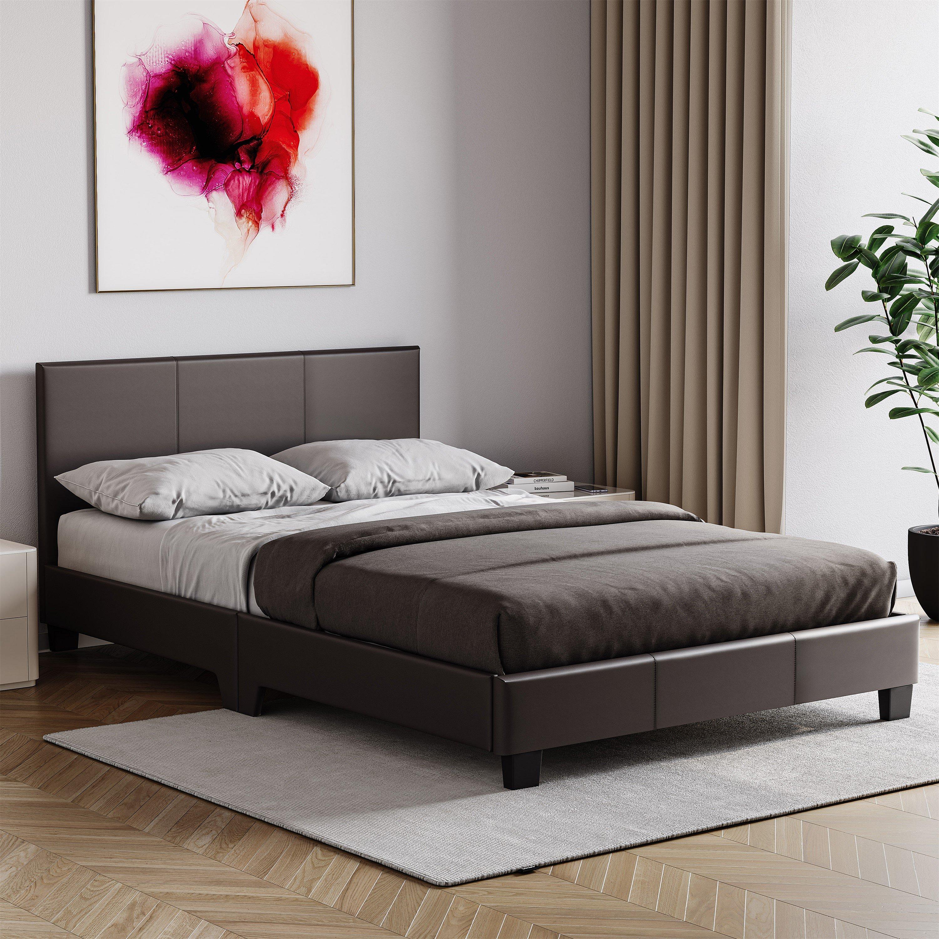 Lisbon Small Double Faux Leather Bed UKFR