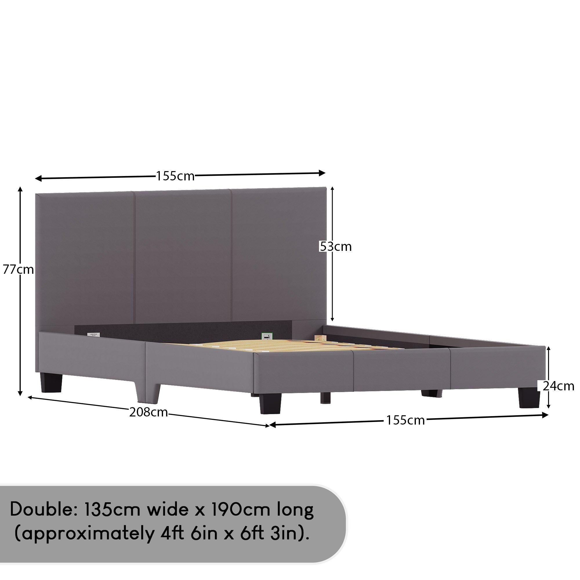 Grey - Lassic - Vida Designs Lisbon Double Faux Leather Bed UKFR - 2