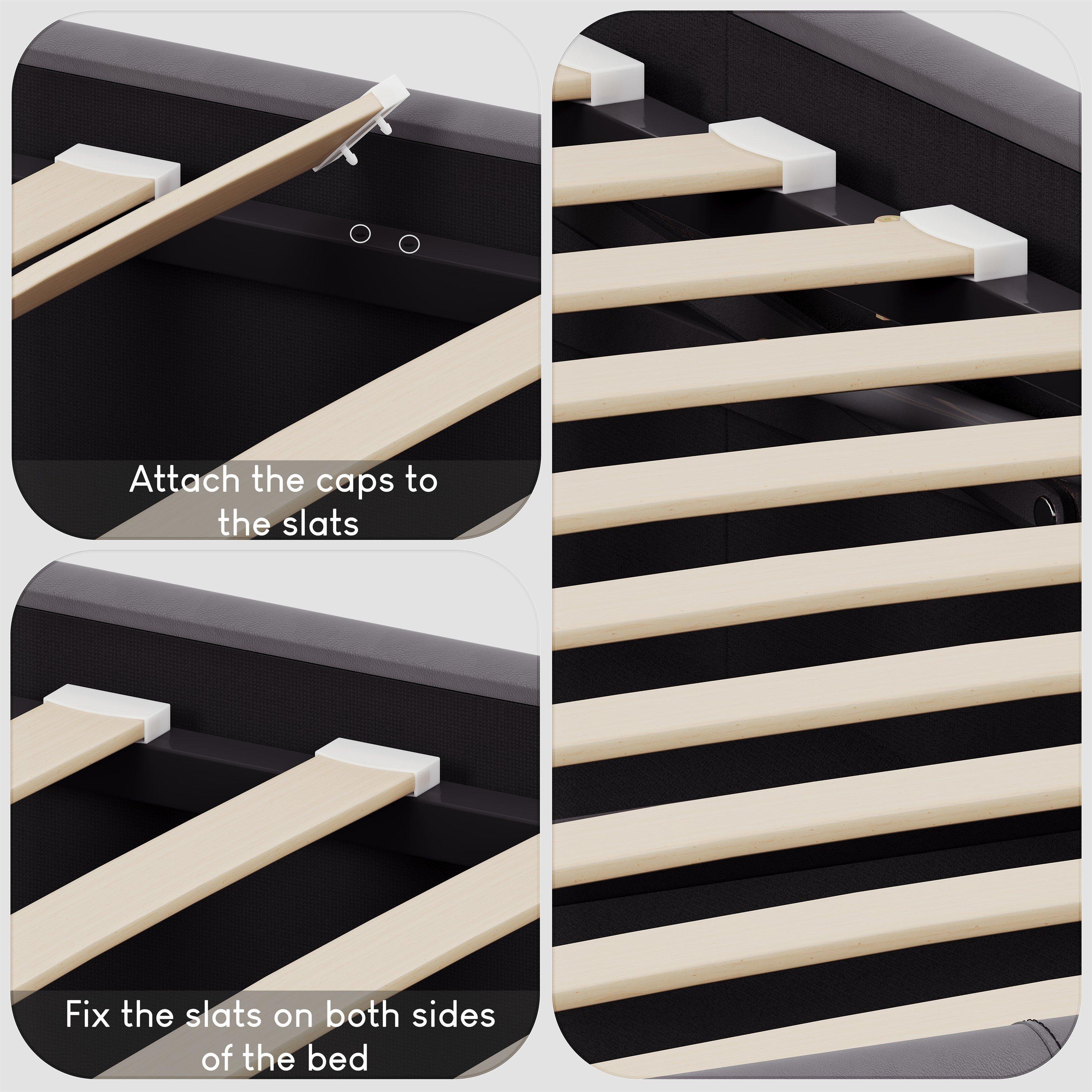 Grey - Lassic - Vida Designs Lisbon Double Faux Leather Bed UKFR - 6