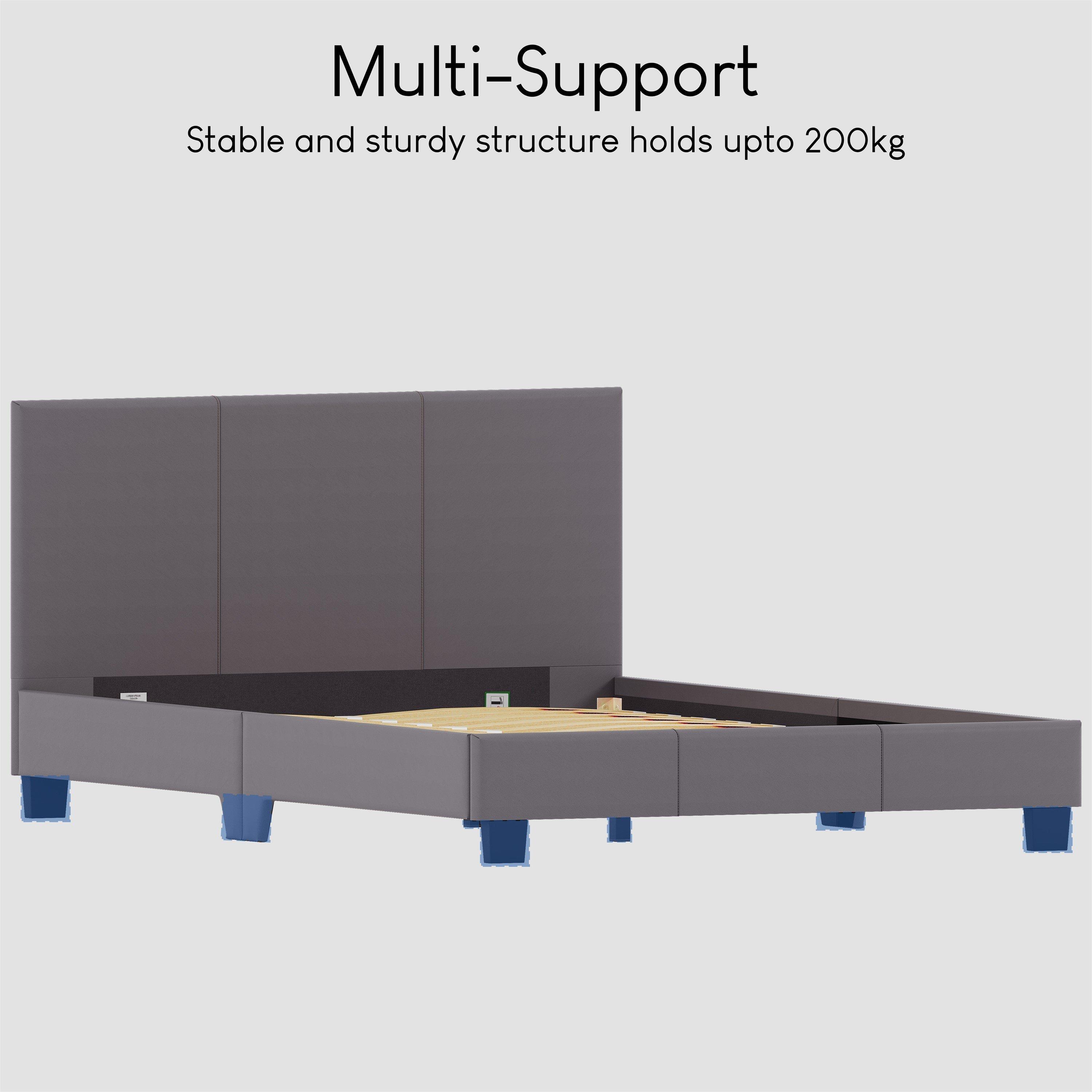 Grey - Lassic - Vida Designs Lisbon Double Faux Leather Bed UKFR - 8