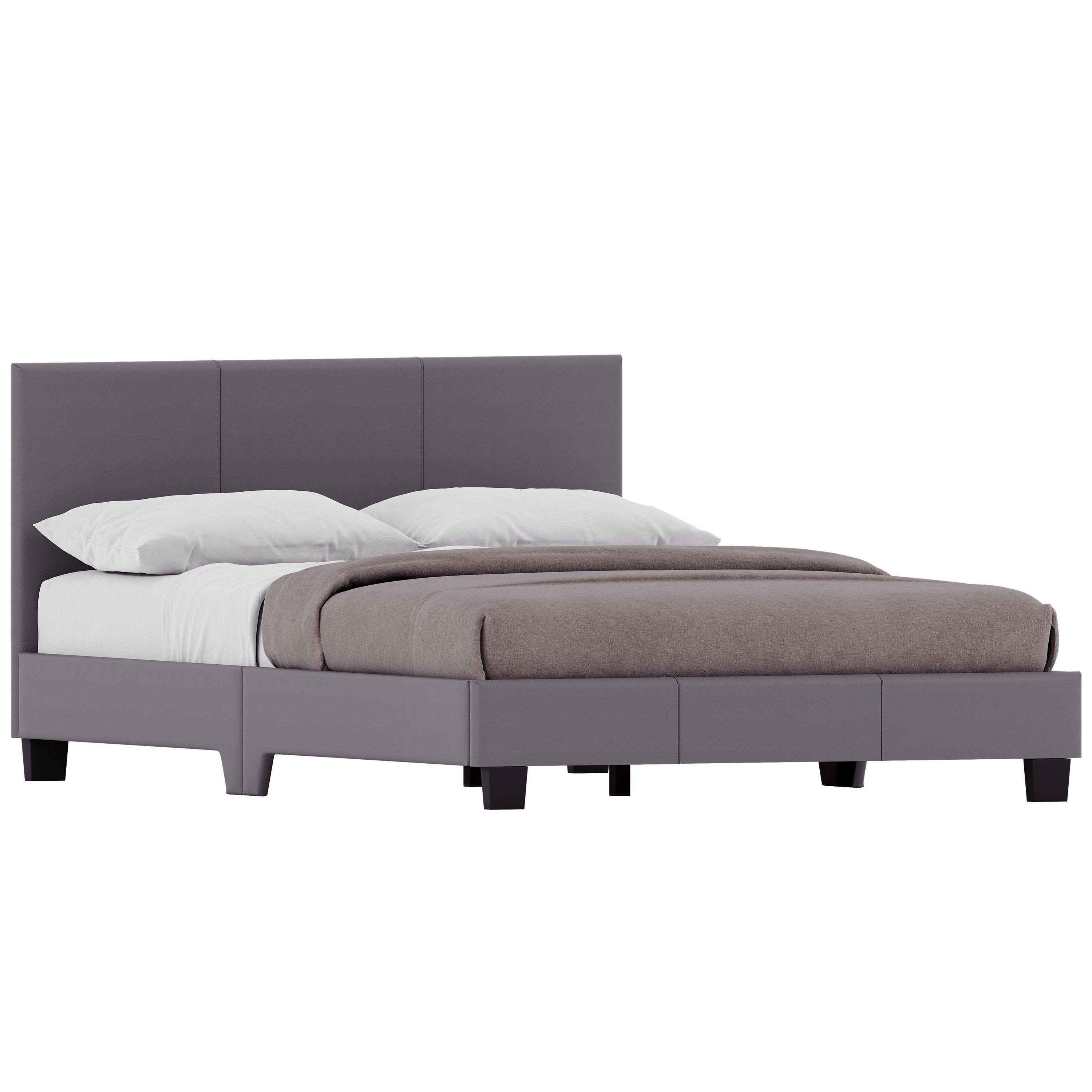 Grey - Lassic - Vida Designs Lisbon Double Faux Leather Bed UKFR - 9