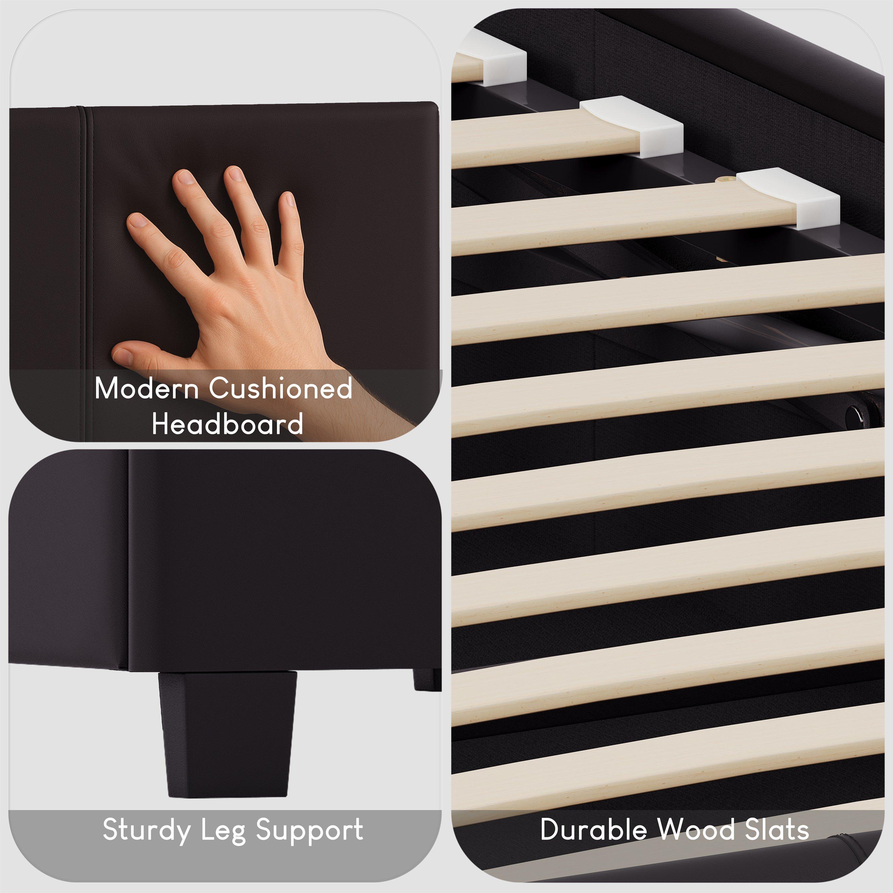 Brown - Lassic - Vida Designs Lisbon Double Faux Leather Bed UKFR - 5