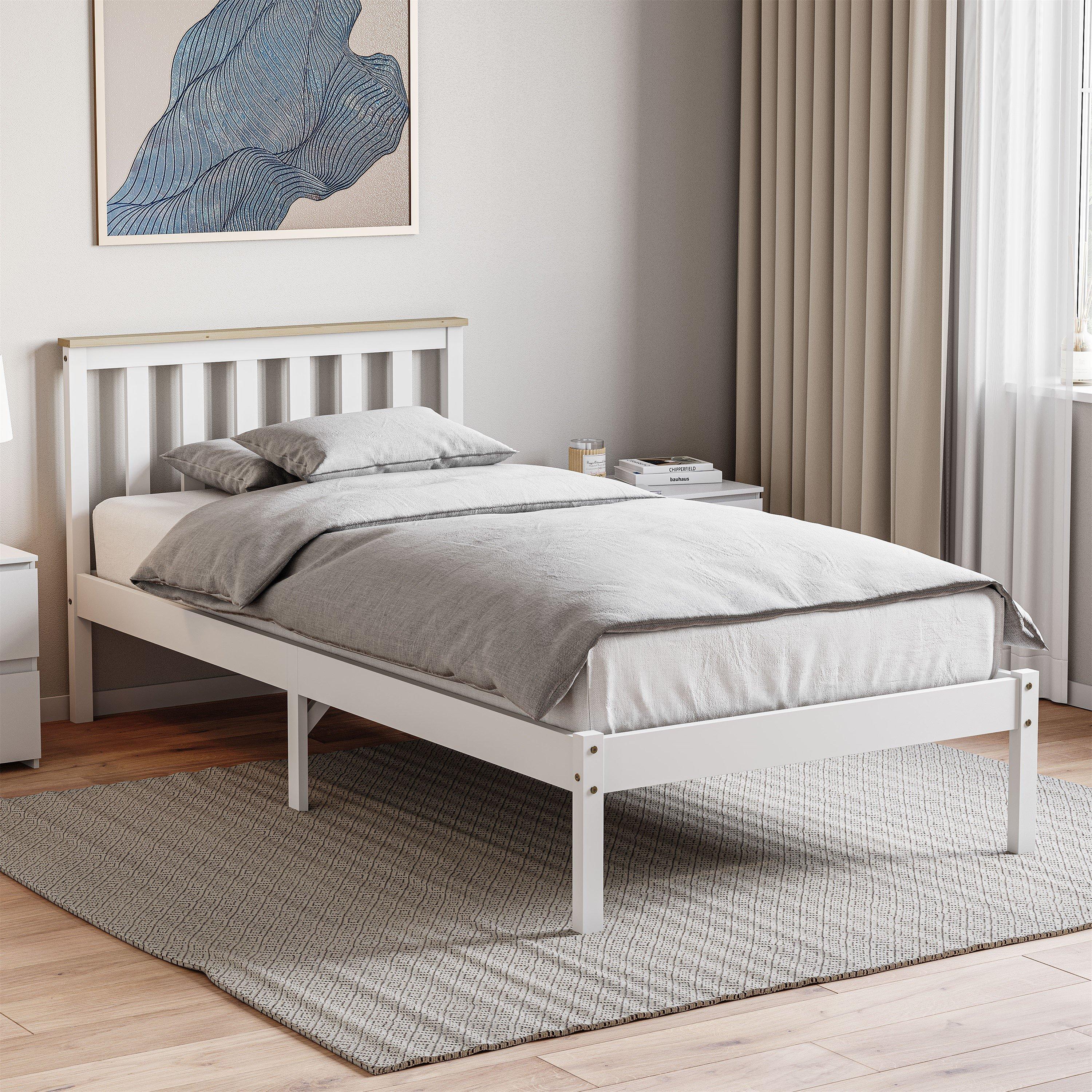 White & Pine - Lassic - Vida Designs Milan Single Wooden Bed, Low Foot - 1