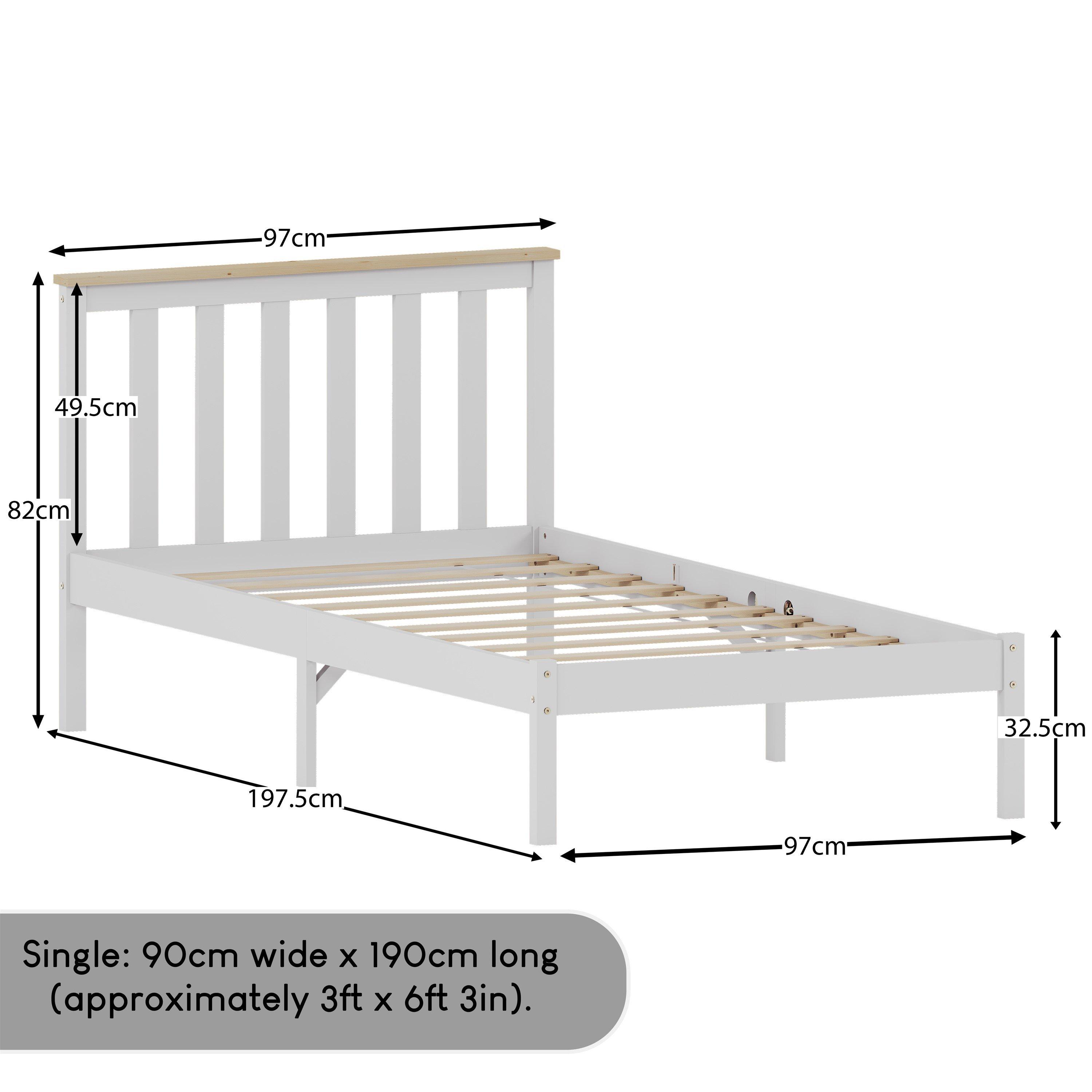 White & Pine - Lassic - Vida Designs Milan Single Wooden Bed, Low Foot - 2