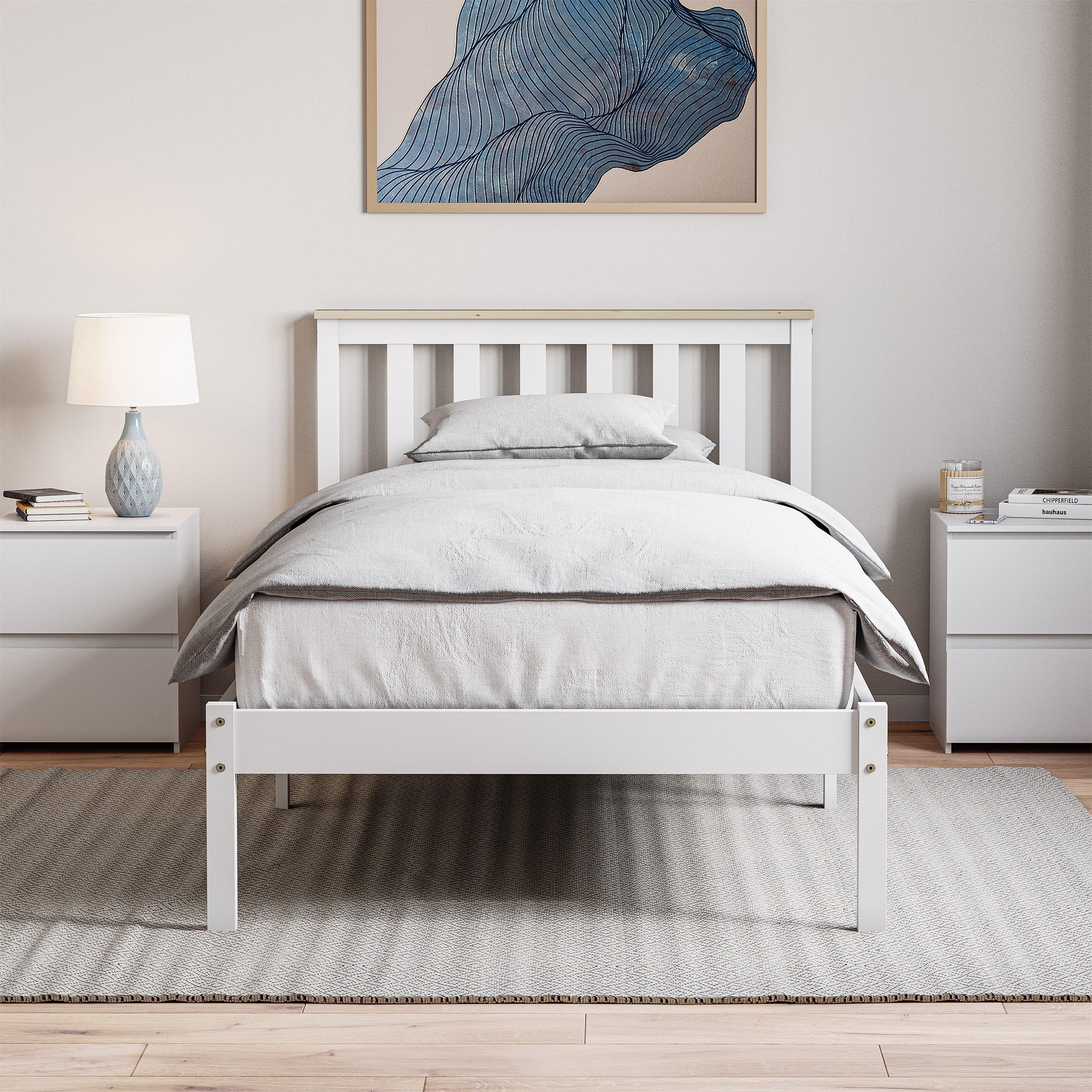 White & Pine - Lassic - Vida Designs Milan Single Wooden Bed, Low Foot - 3