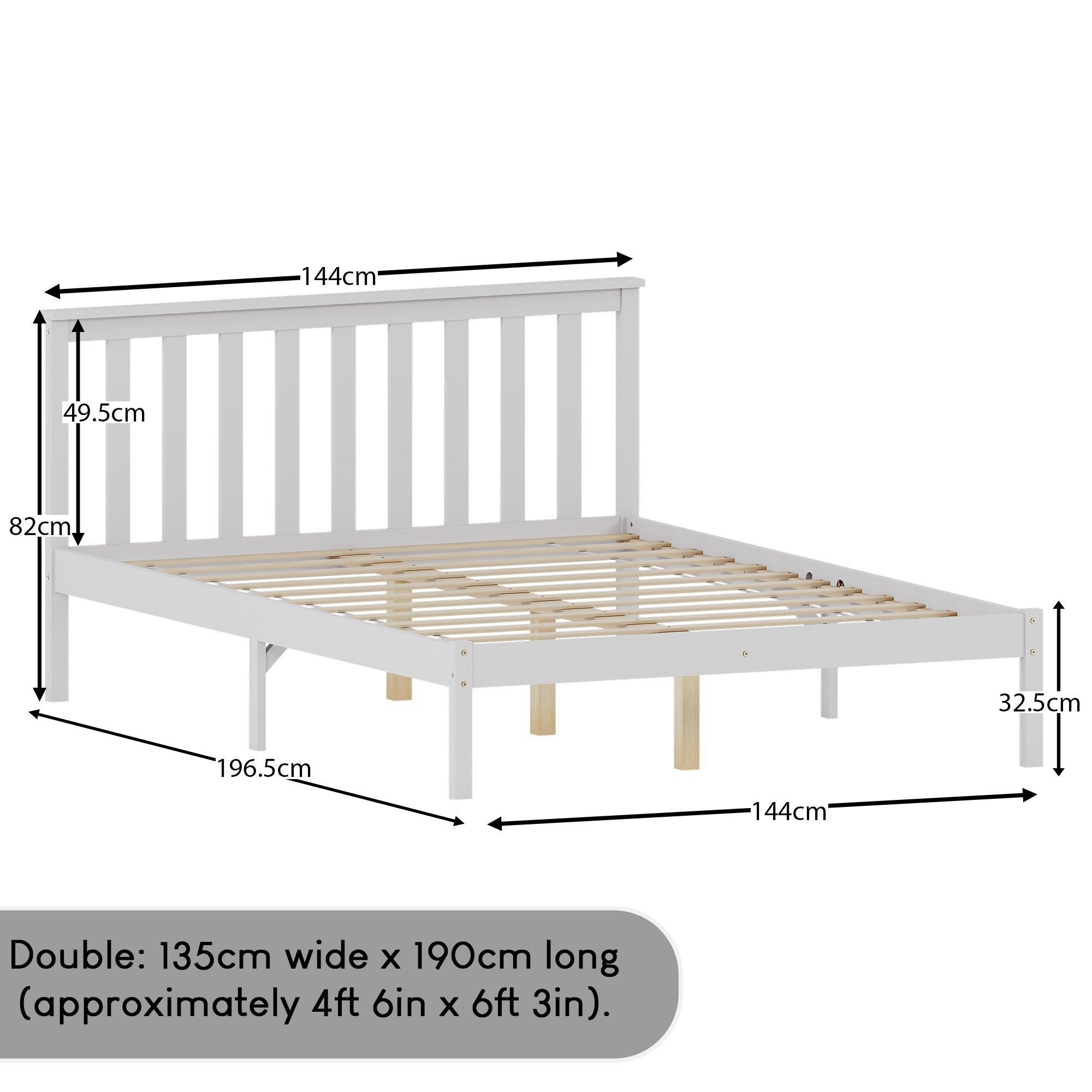 White - Lassic - Vida Designs Milan Double Wooden Bed, Low Foot - 2