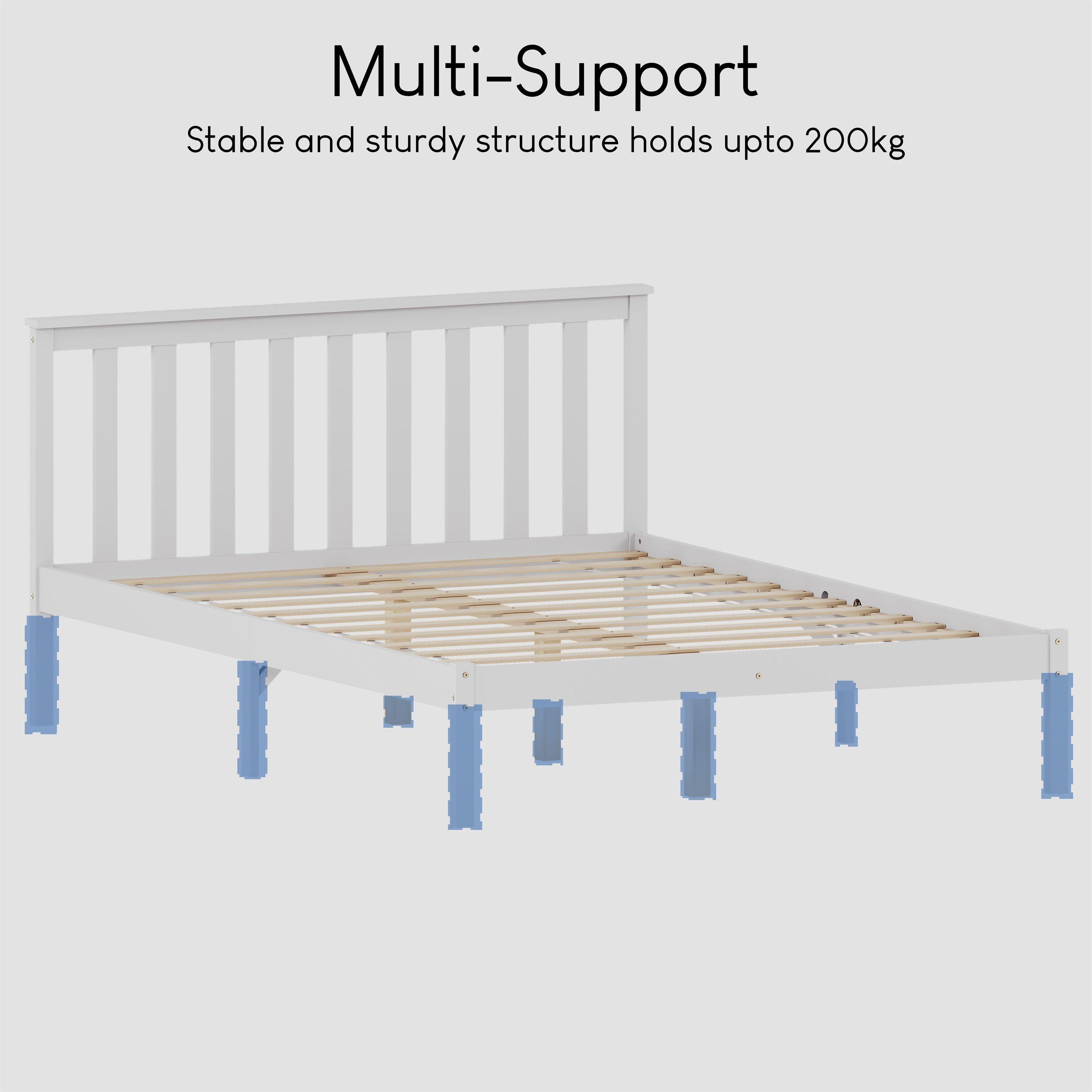 White - Lassic - Vida Designs Milan Double Wooden Bed, Low Foot - 7