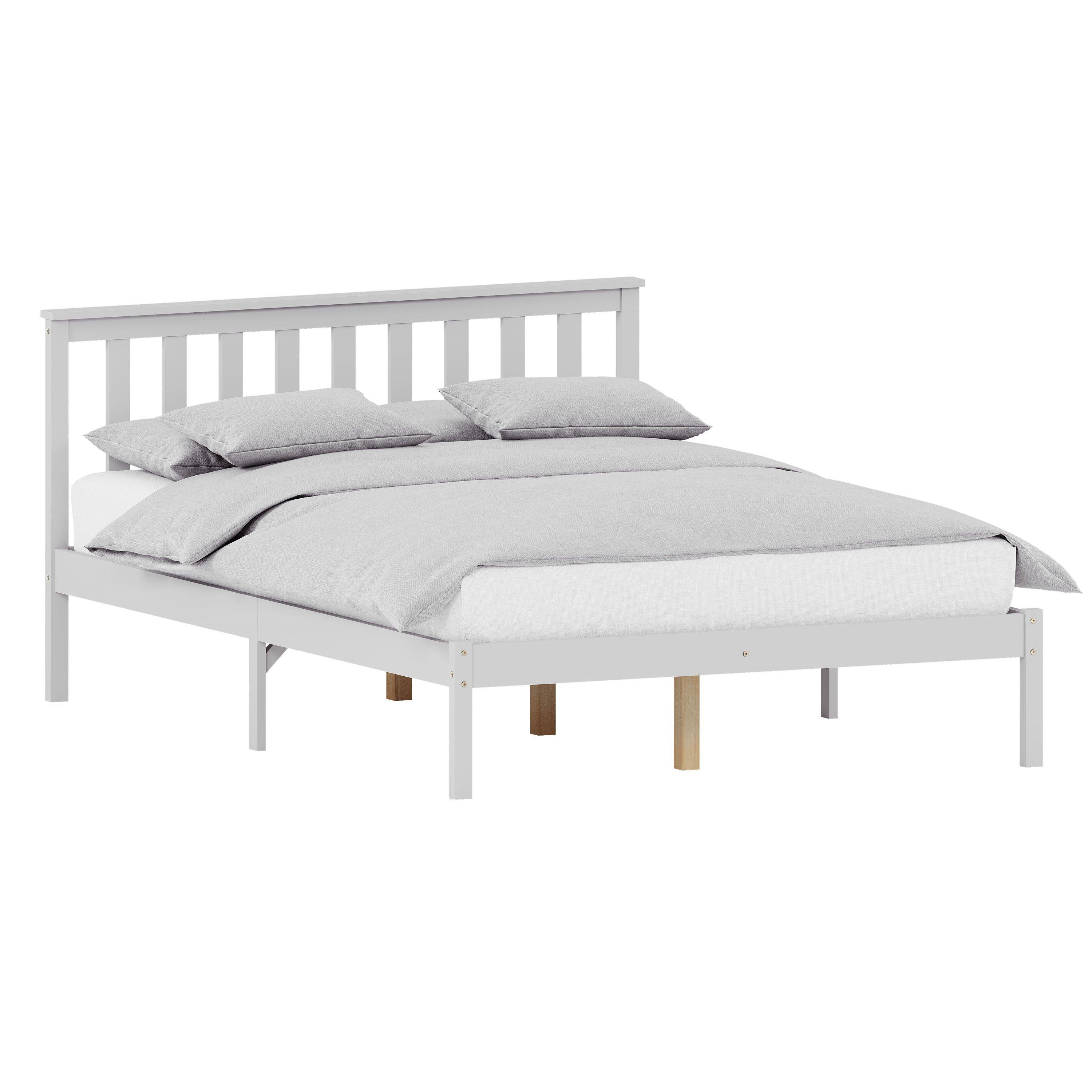 White - Lassic - Vida Designs Milan Double Wooden Bed, Low Foot - 8
