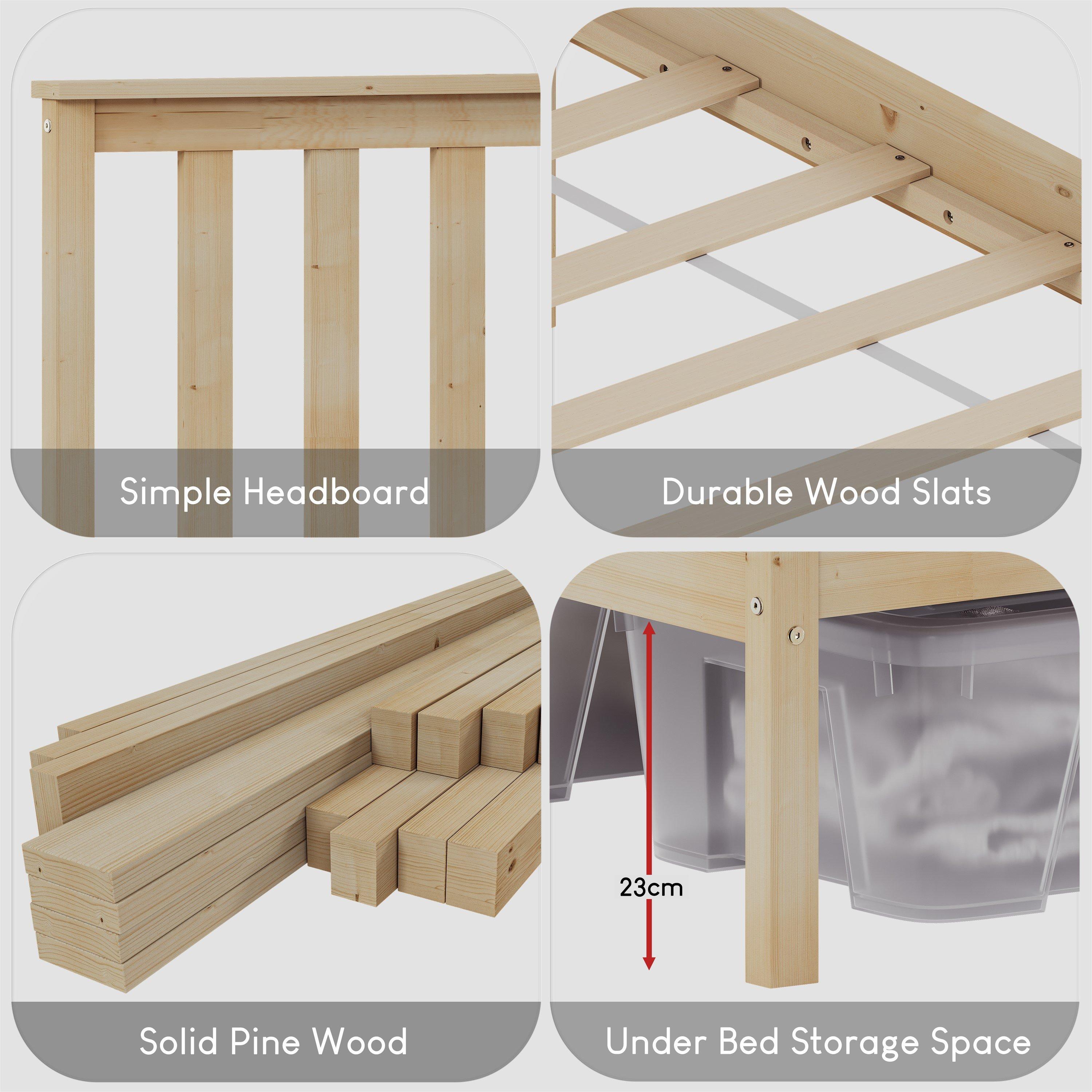 Pine - Lassic - Vida Designs Milan Double Wooden Bed, Low Foot - 4