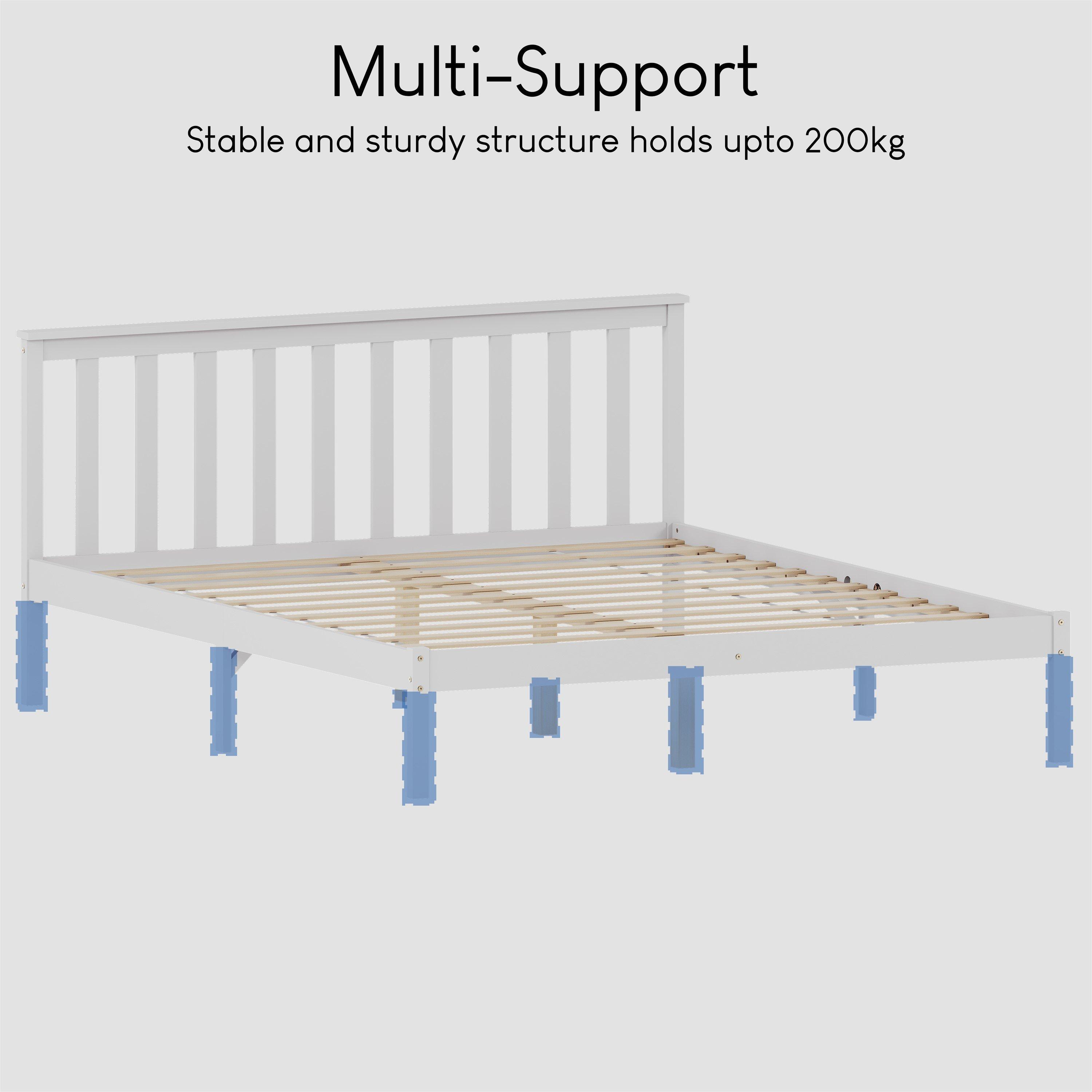 White - Lassic - Vida Designs Milan King Size Wooden Bed, Low Foot - 7