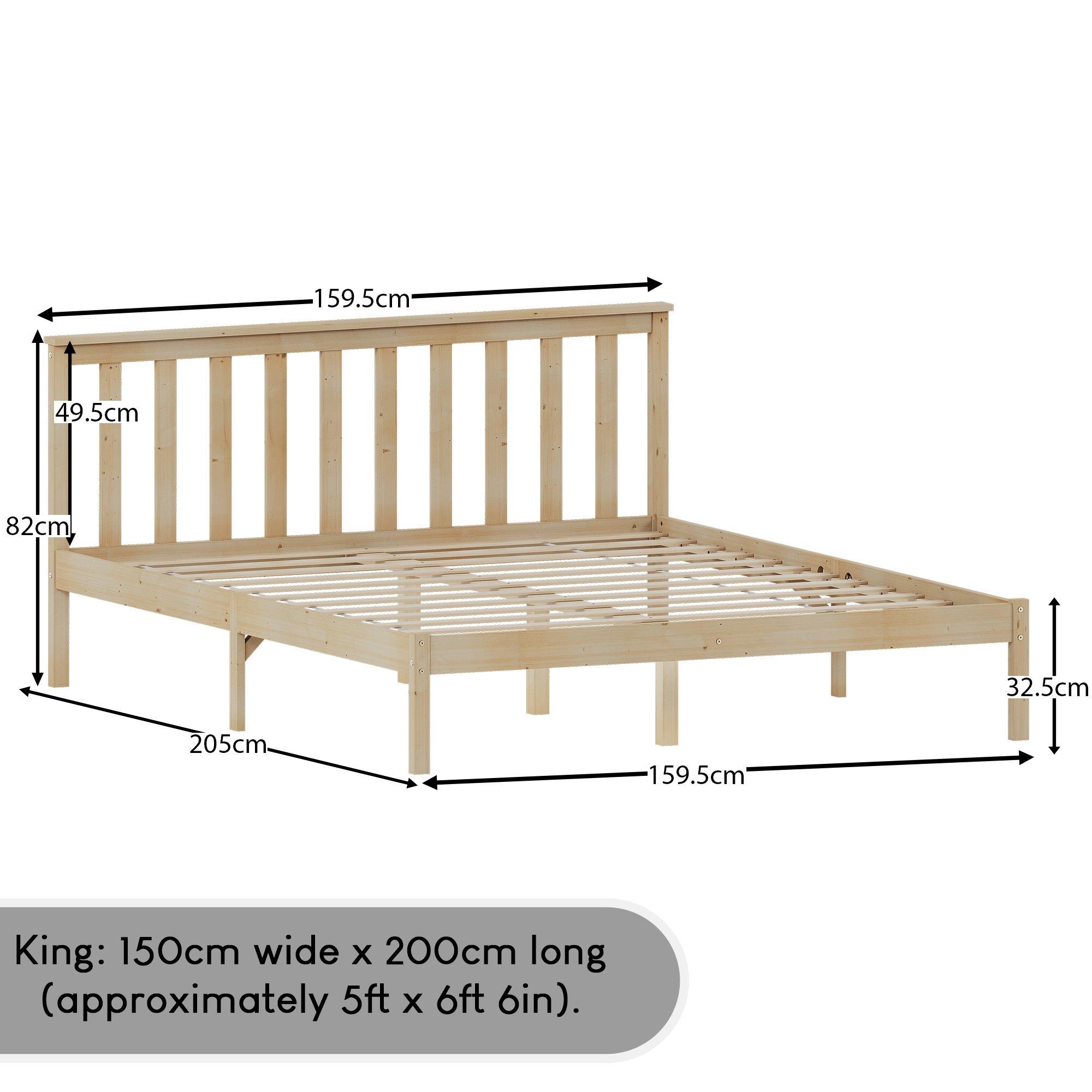 Pine - Lassic - Vida Designs Milan King Size Wooden Bed, Low Foot - 2