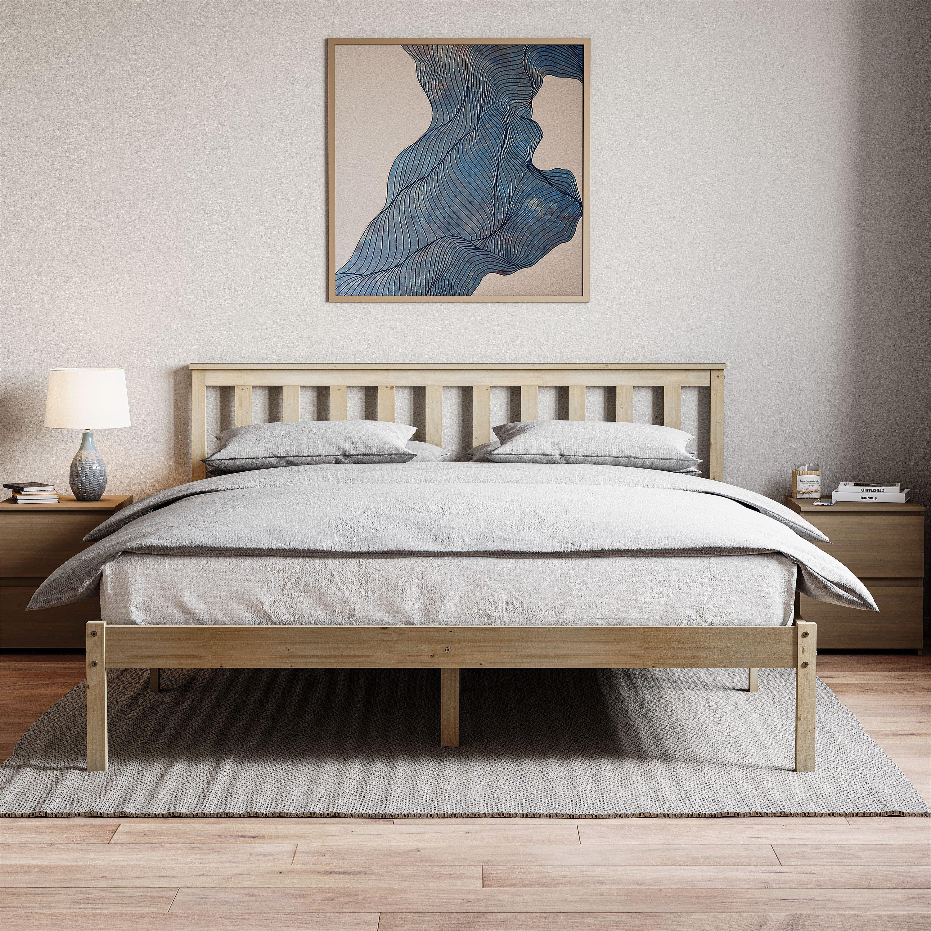 Pine - Lassic - Vida Designs Milan King Size Wooden Bed, Low Foot - 3