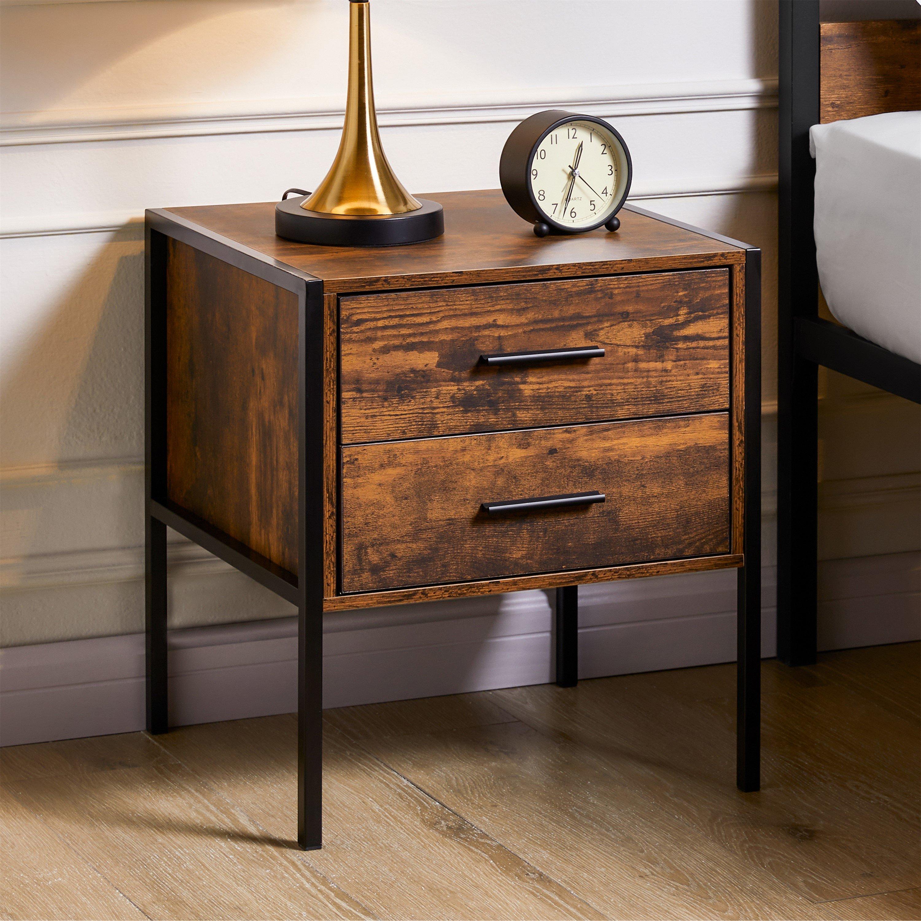 Dark Wood - Lassic - Vida Designs Brooklyn 2 Drawer Bedside Cabinet - 1