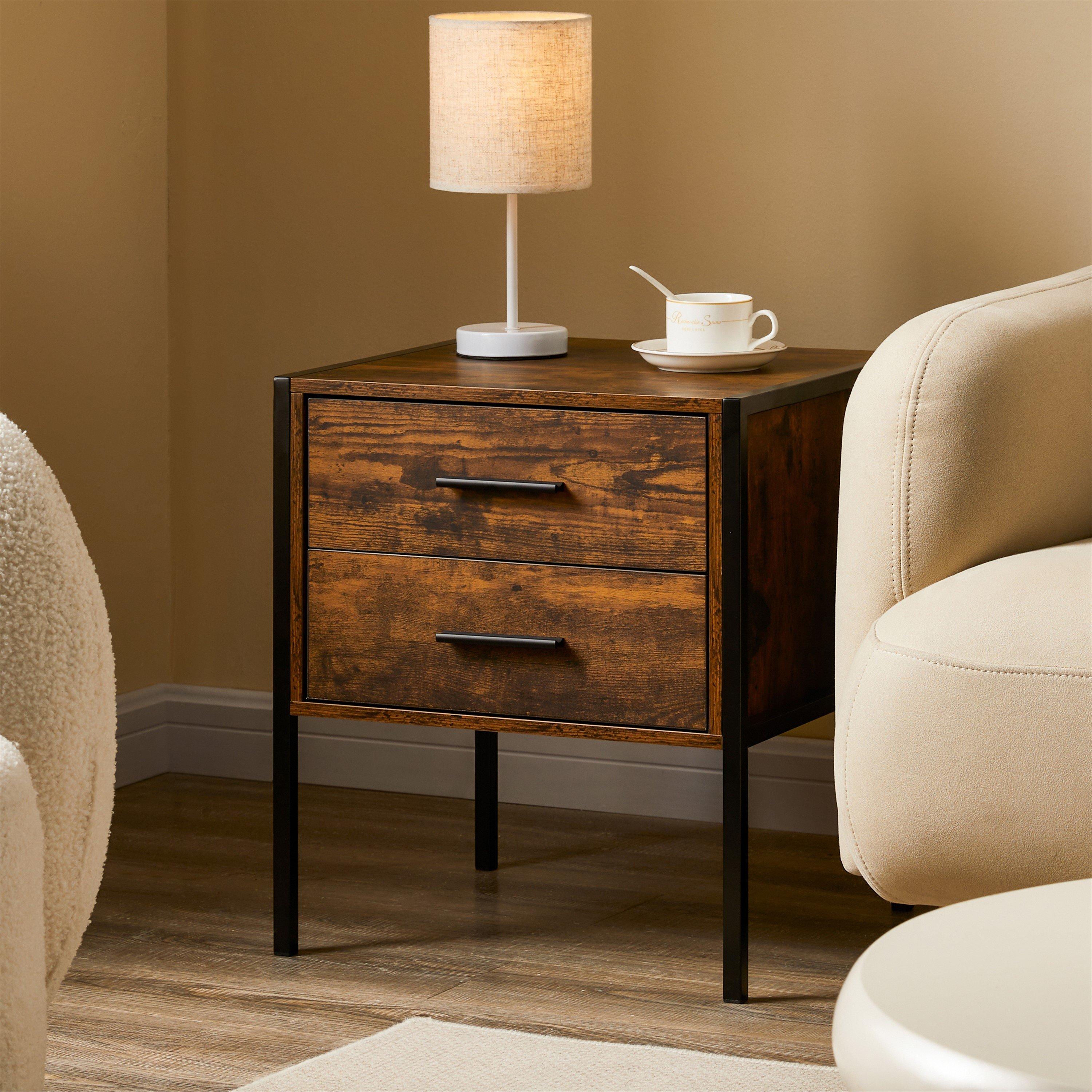 Dark Wood - Lassic - Vida Designs Brooklyn 2 Drawer Bedside Cabinet - 4