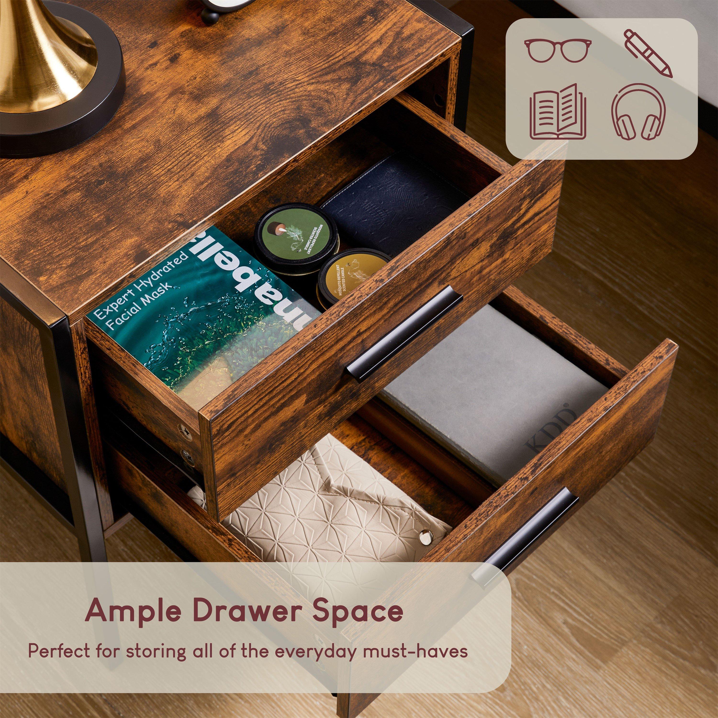 Dark Wood - Lassic - Vida Designs Brooklyn 2 Drawer Bedside Cabinet - 5