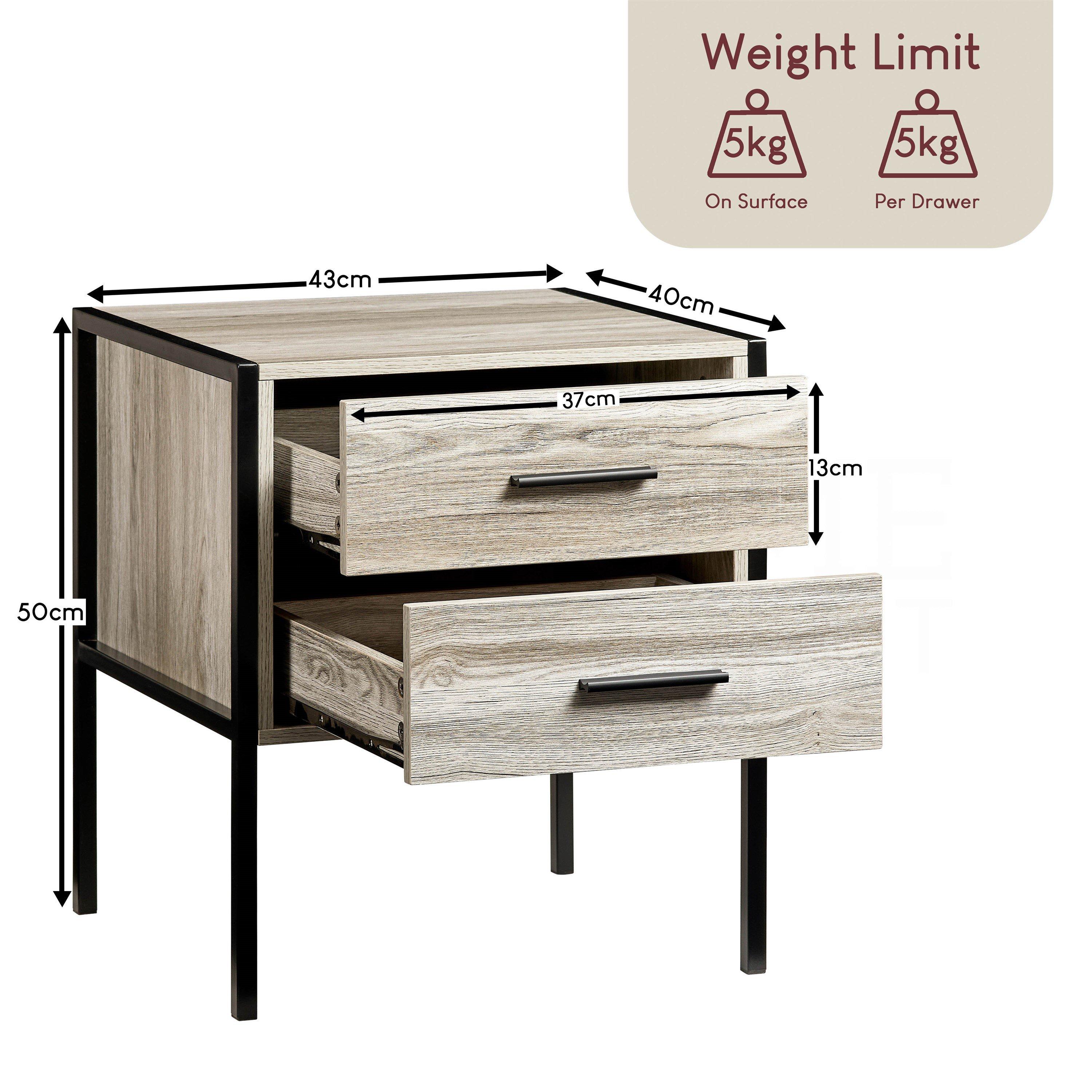 Grey - Lassic - Vida Designs Brooklyn 2 Drawer Bedside Cabinet - 2