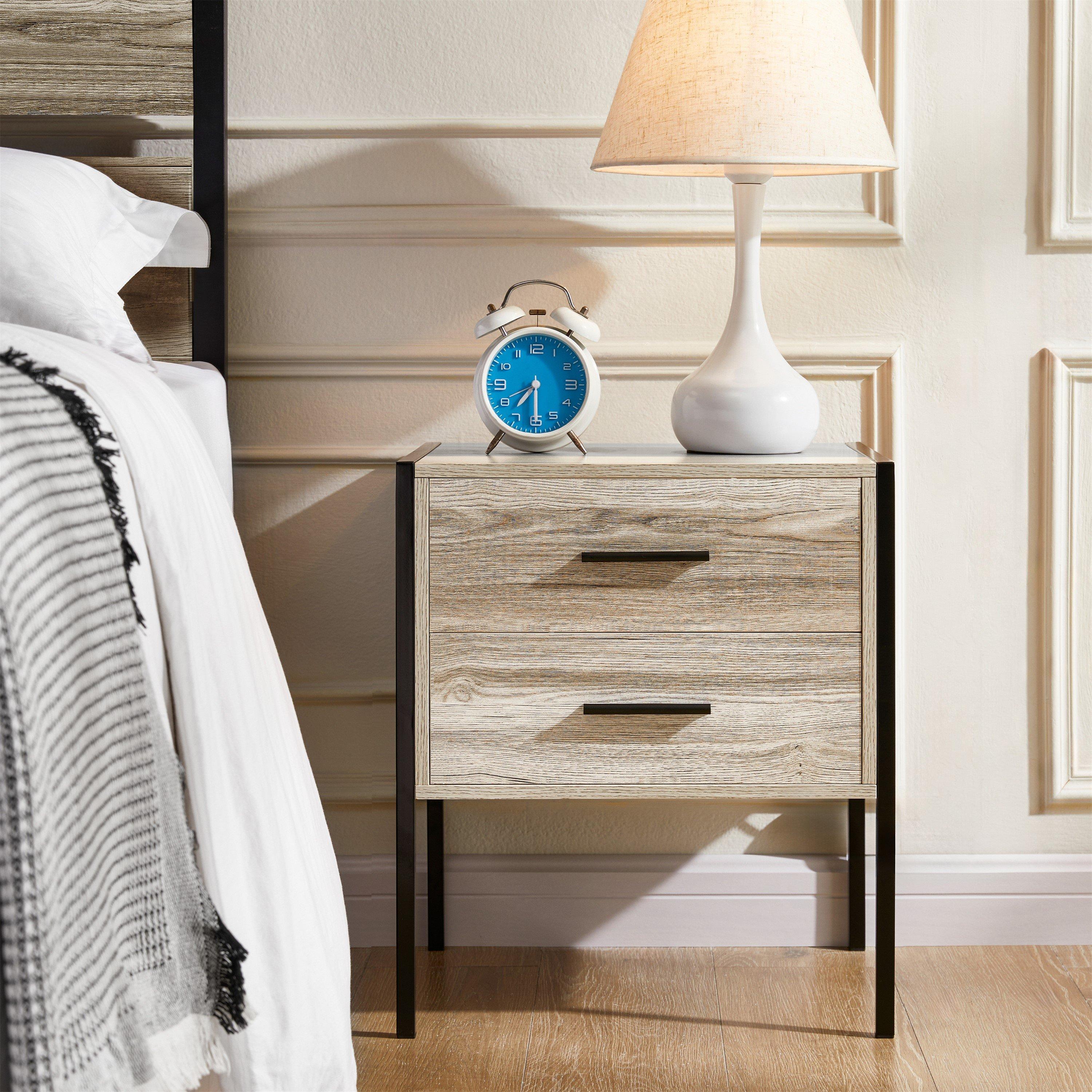 Grey - Lassic - Vida Designs Brooklyn 2 Drawer Bedside Cabinet - 3