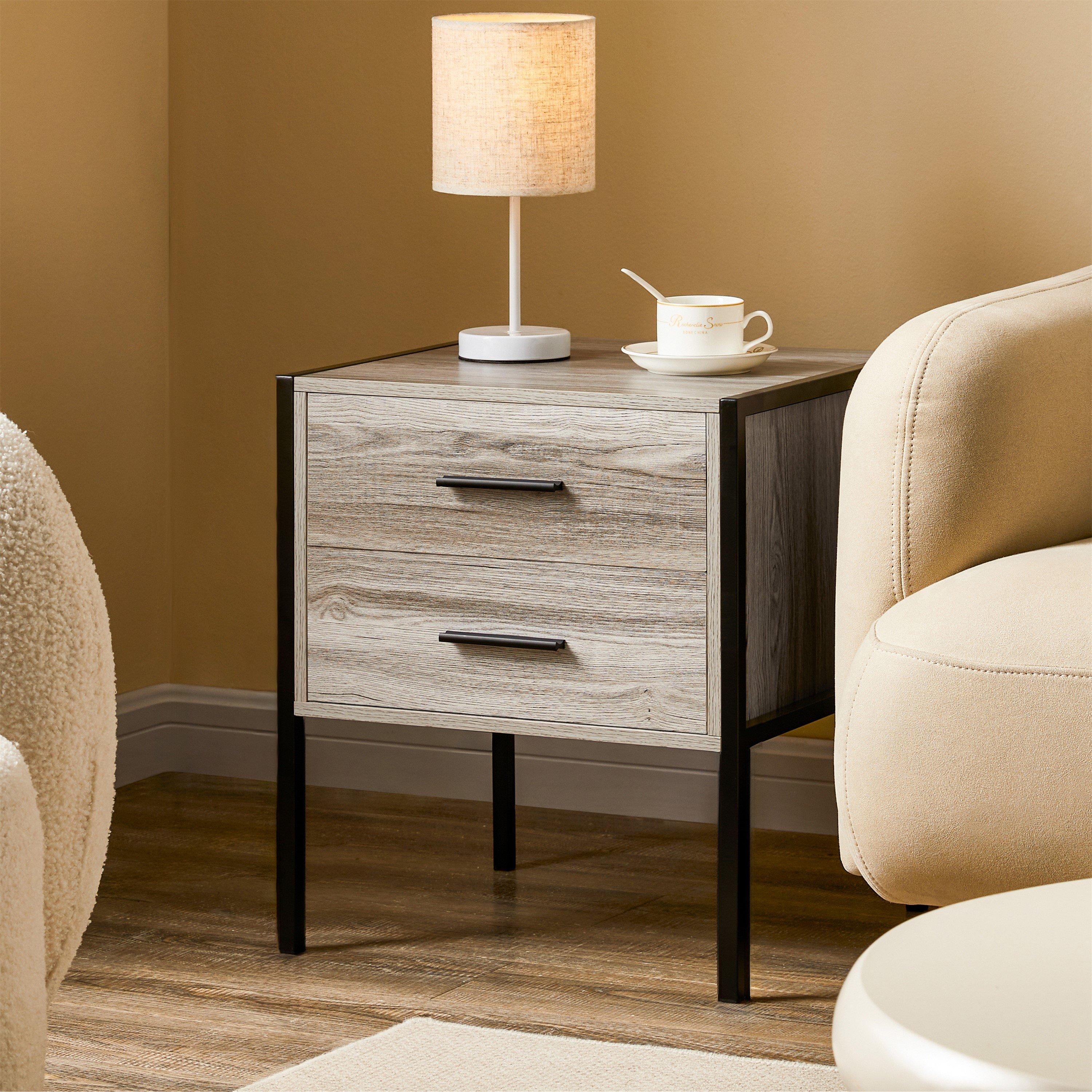 Grey - Lassic - Vida Designs Brooklyn 2 Drawer Bedside Cabinet - 4