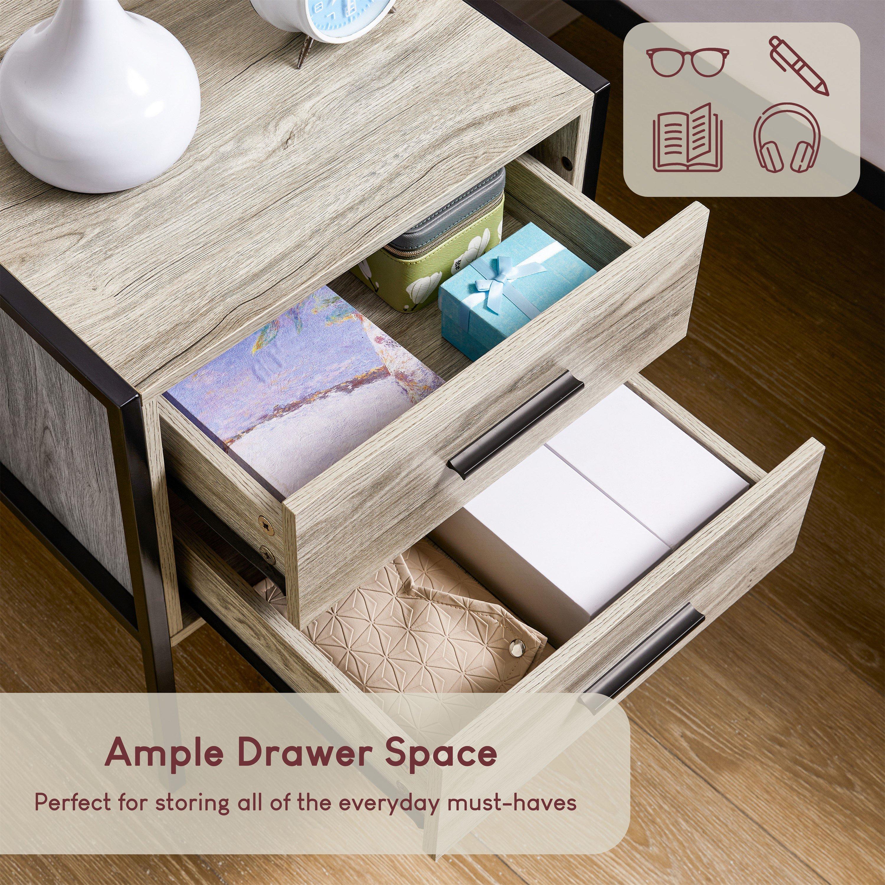 Grey - Lassic - Vida Designs Brooklyn 2 Drawer Bedside Cabinet - 5