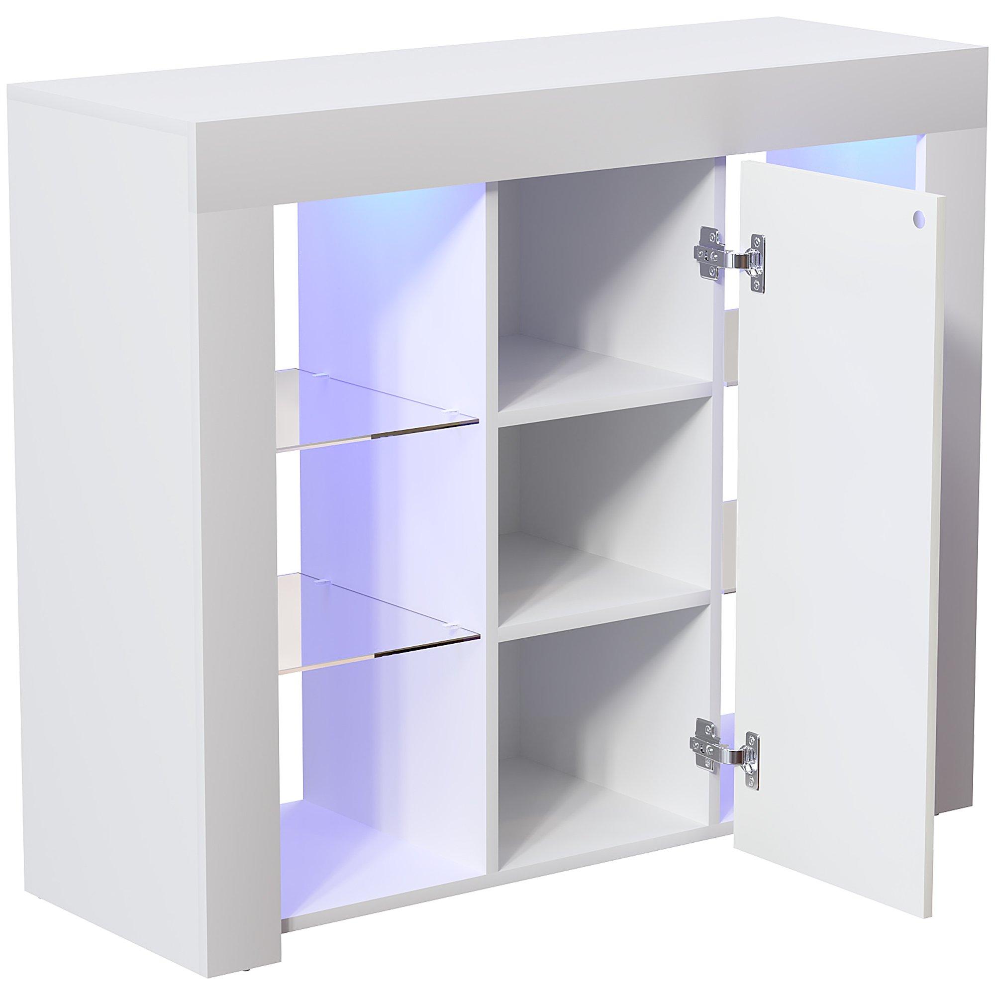 White - Lassic - Azura 1 Door Multi LED Sideboard Large - 11