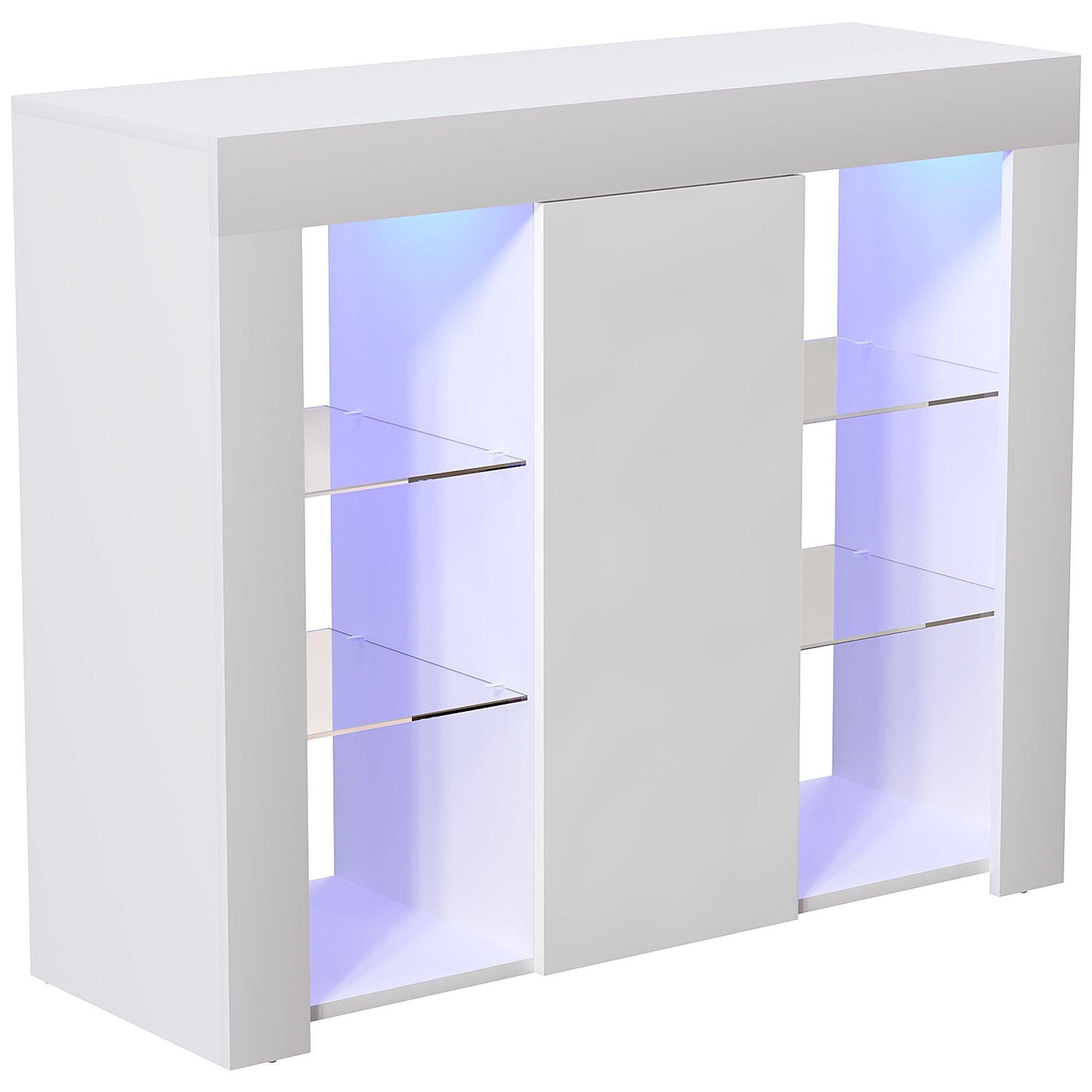 White - Lassic - Azura 1 Door Multi LED Sideboard Large - 12
