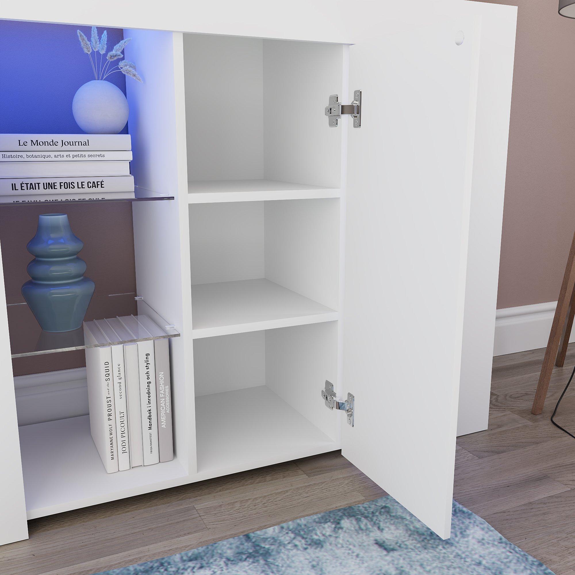 White - Lassic - Azura 1 Door Multi LED Sideboard Large - 5