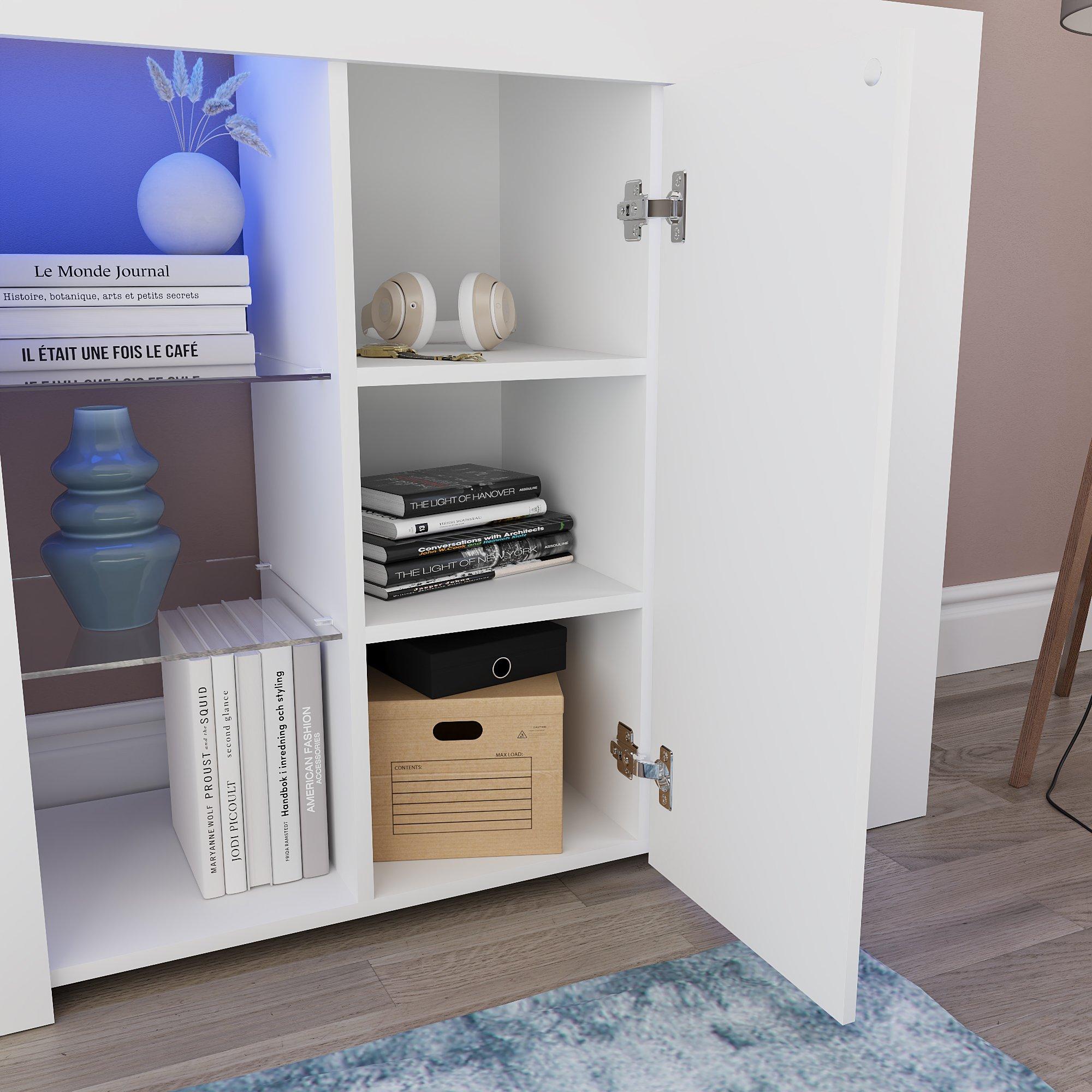 White - Lassic - Azura 1 Door Multi LED Sideboard Large - 6